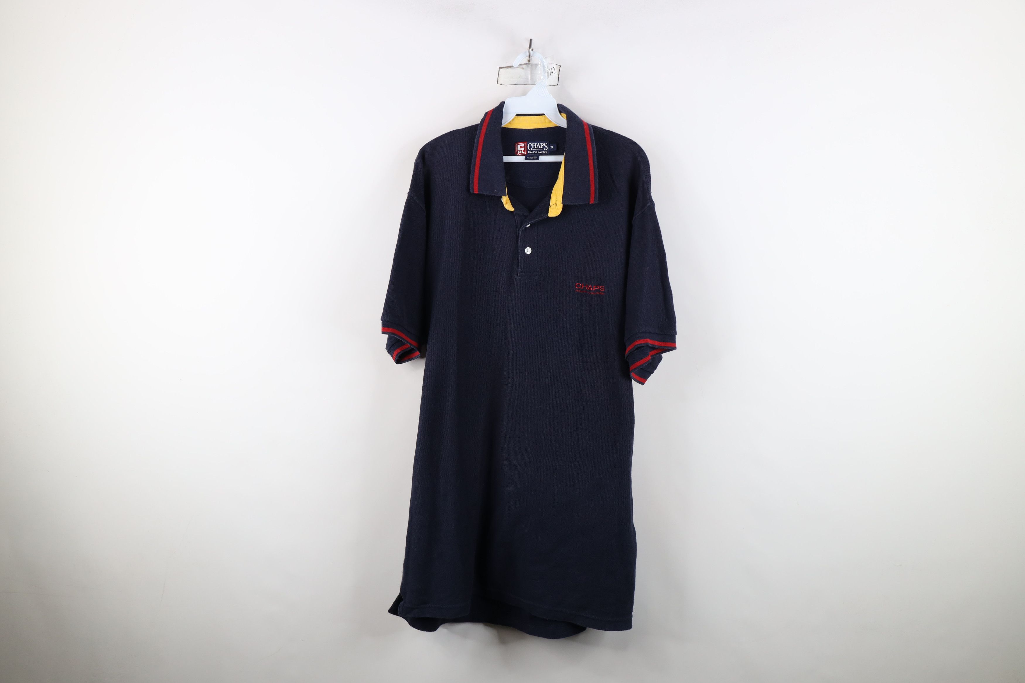 Ralph Lauren Vintage 90s Chaps Ralph Lauren Spell Out Baggy Fit Polo Blue Size US XL / EU 56 / 4 - 1 Thumbnail