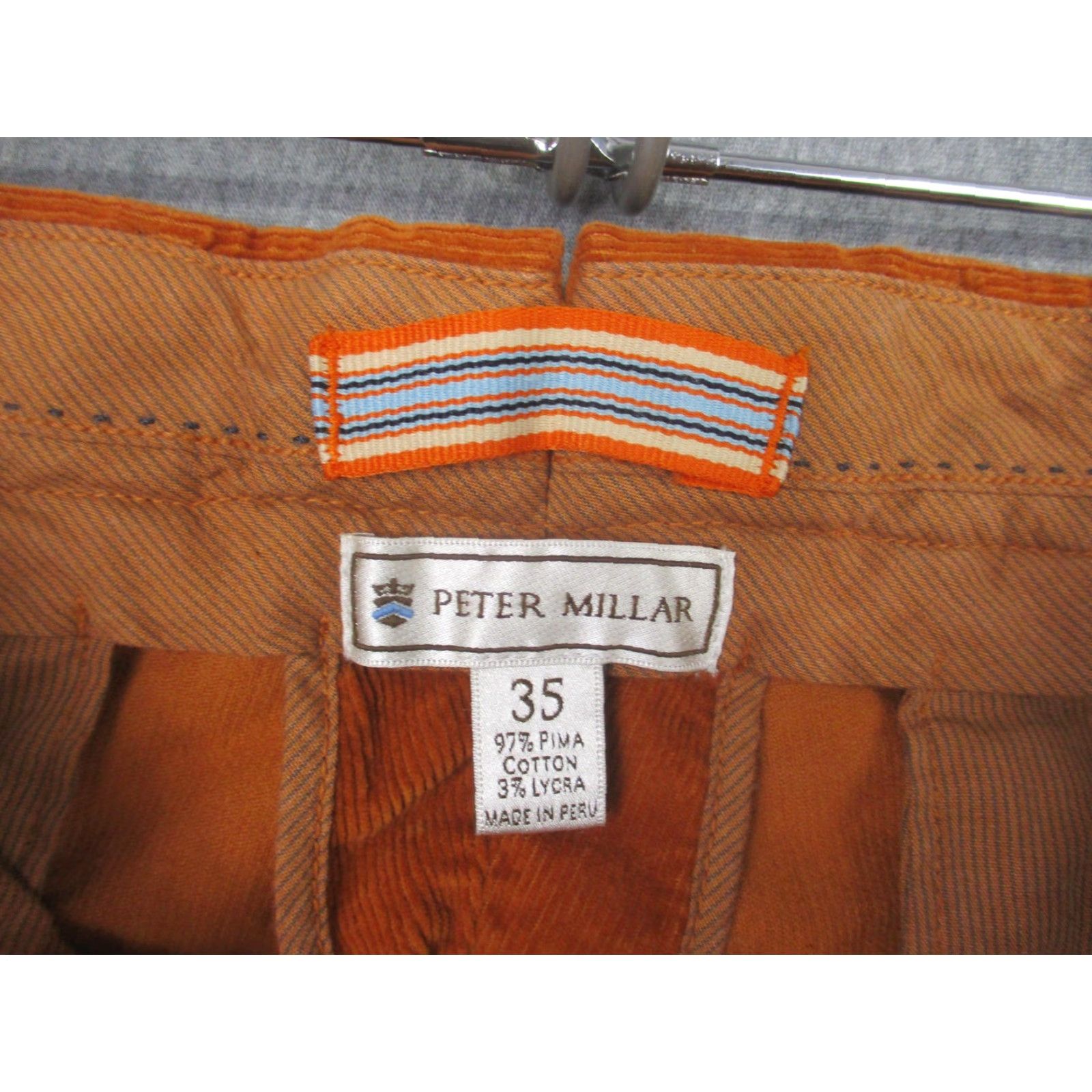 Peter Millar Peter Millar Pants Mens 35x36 Orange Corduroy Chino Antique Wash Stretch Casual Size US 35 - 5 Thumbnail