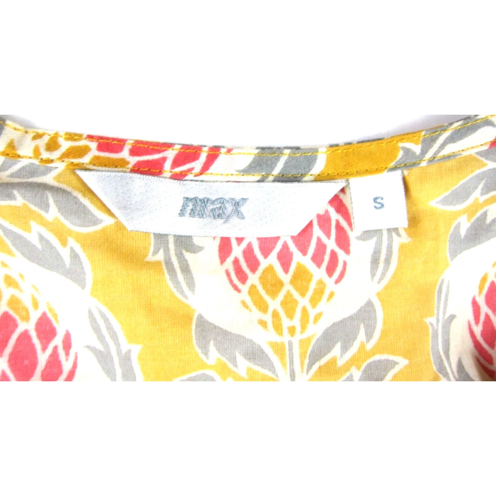 Vintage 100% Cotton Orange Yellow Pink Pineapple Floral Long Maxi Tank Sun Dress S Size S / US 4 / IT 40 - 2 Thumbnail