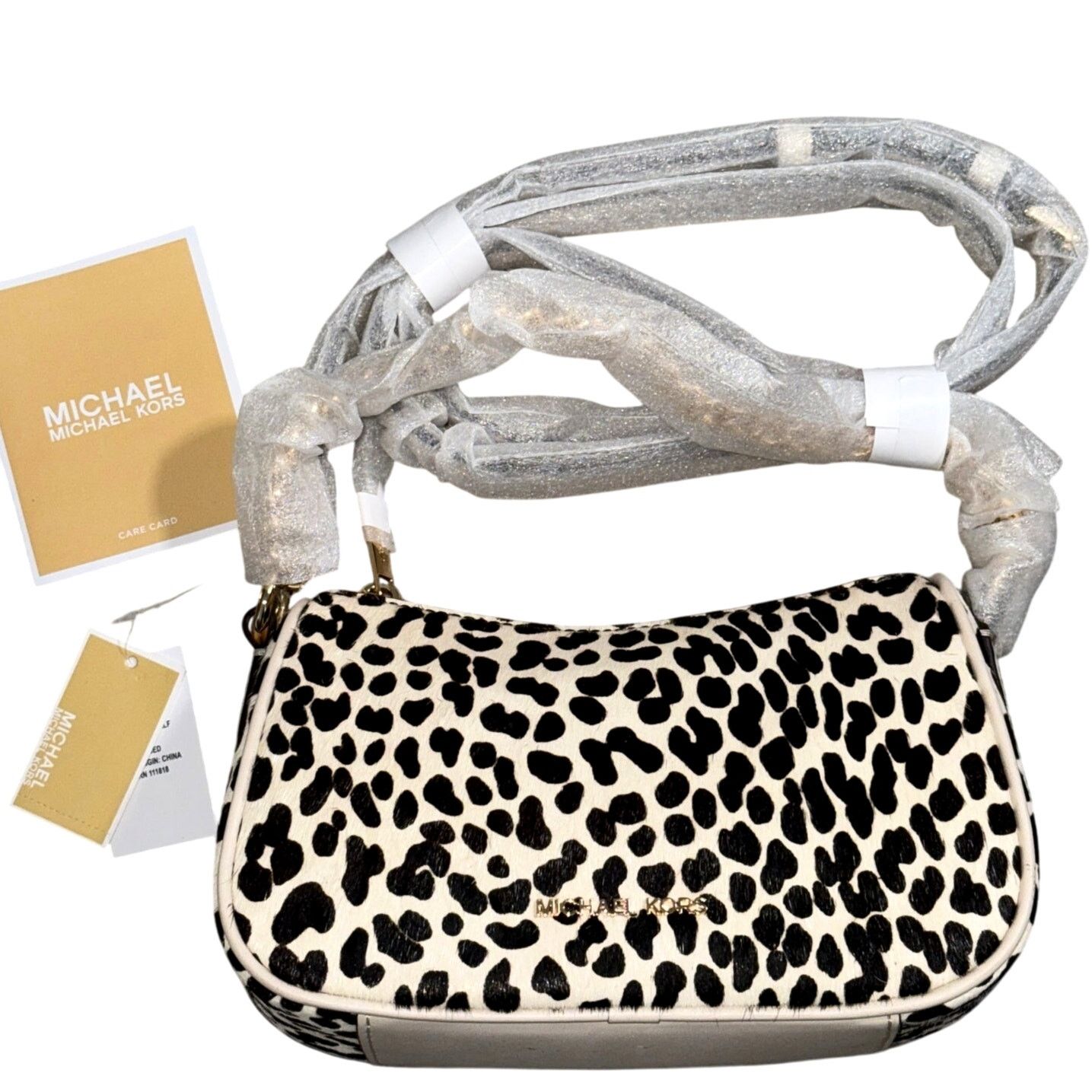 Michael Kors Michael Kors Carmela Sm Pouchette Crossbody Leather Cream Size ONE SIZE - 1 Thumbnail