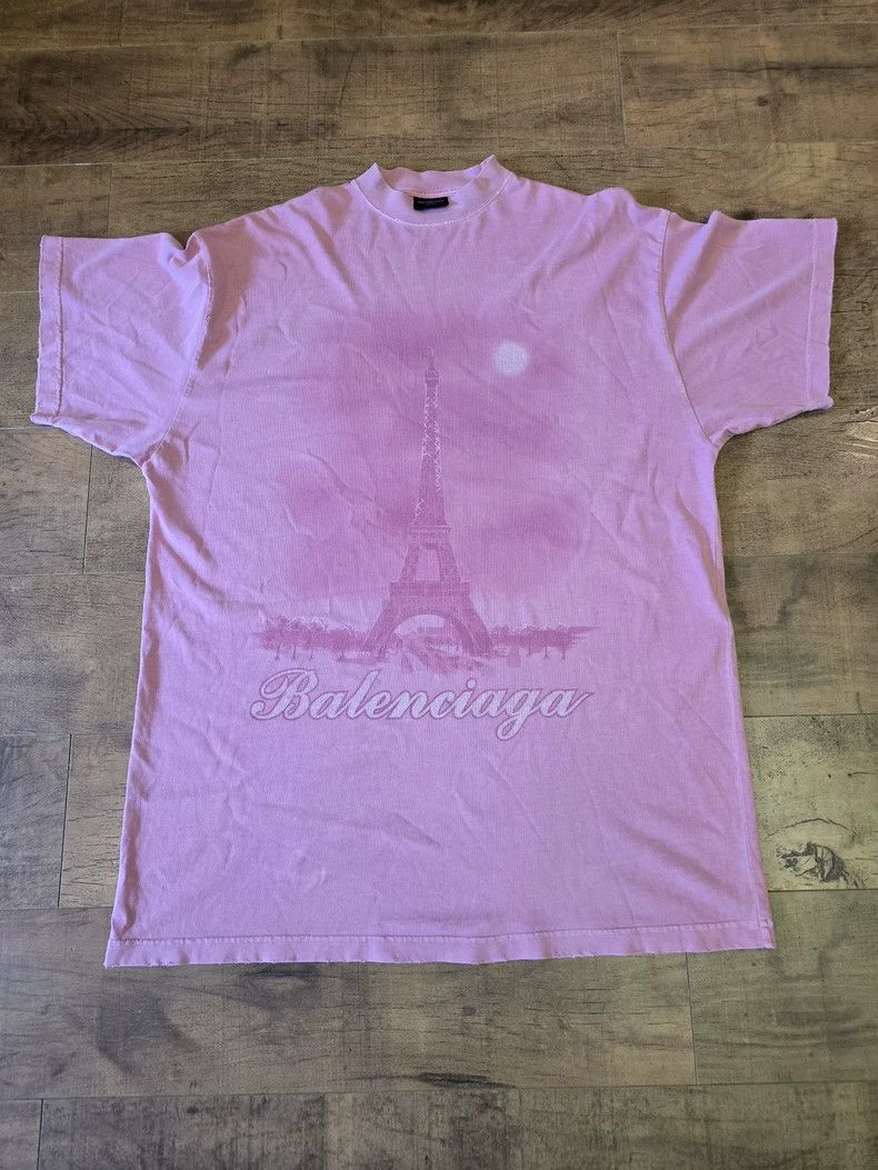 Balenciaga Balenciaga Pink Eiffel Tower Short Sleeve T-shirt Size US S / EU 44-46 / 1 - 1 Thumbnail
