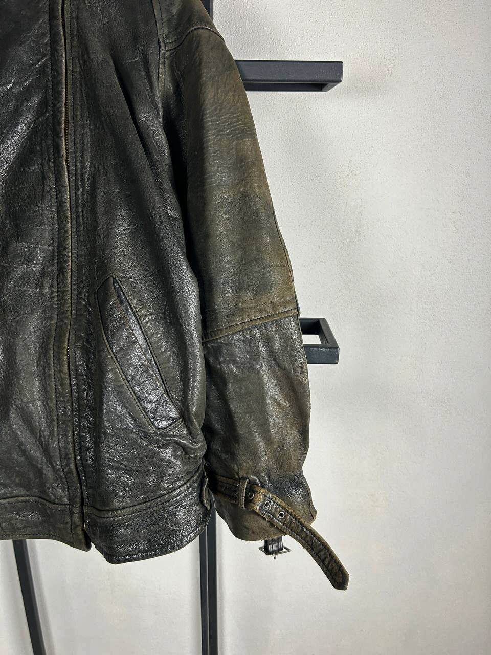 Japanese Brand Washed Japanes Cropped Boxy Leather Jacket Asymmetrical ZIP Size US L / EU 52-54 / 3 - 9 Thumbnail
