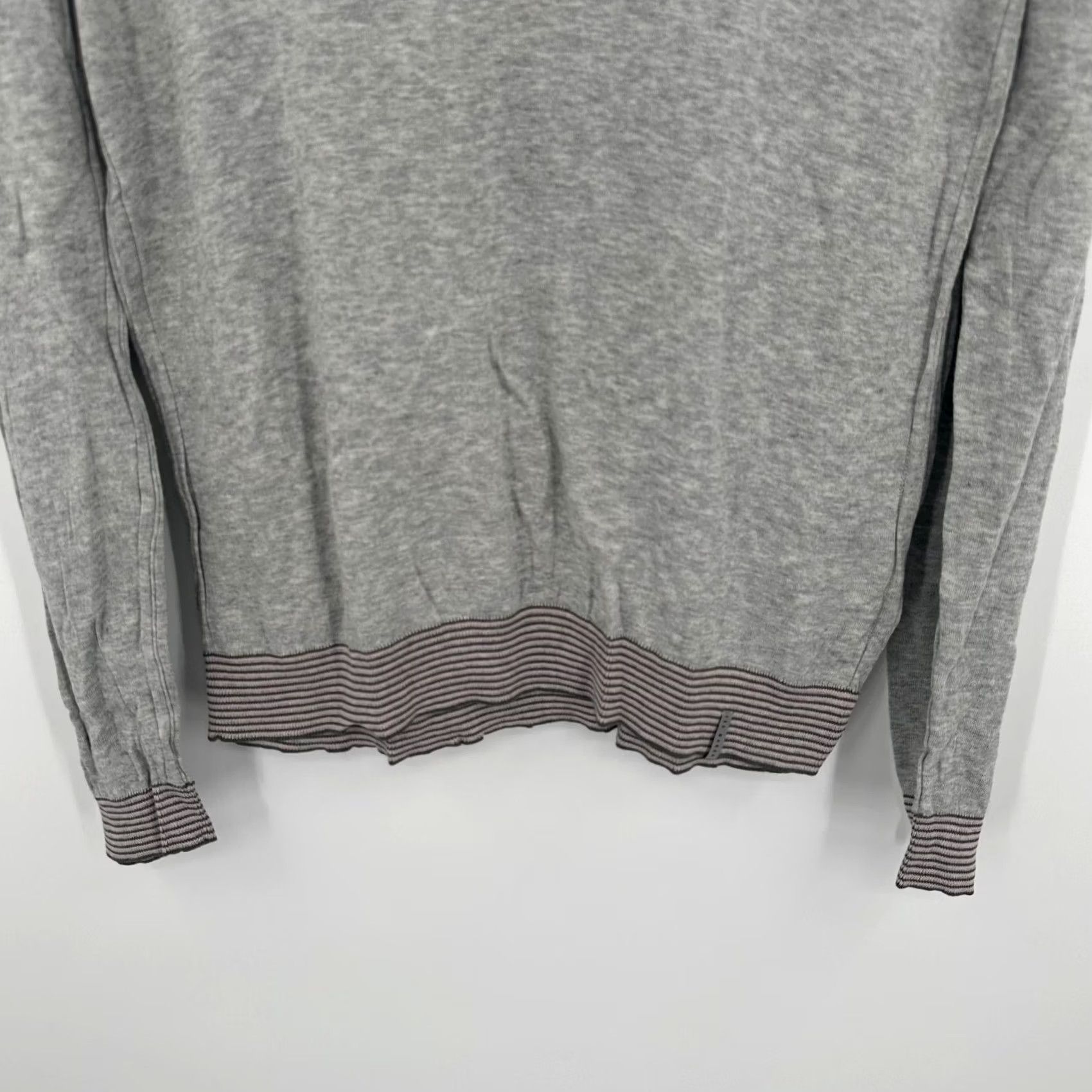 Ted Baker Ted Baker London Womens Grey Cotton Notched Neck Striped Trim Sweater Size 3 Size L / US 10 / IT 46 - 3 Thumbnail