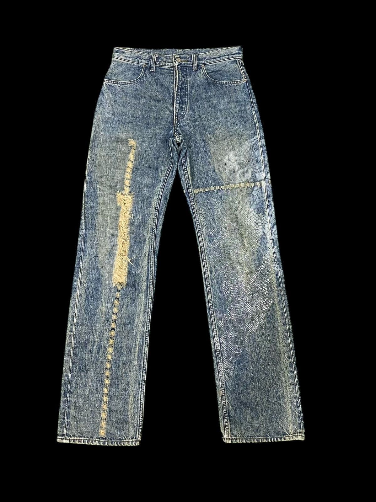 PPFM 💥jp Japanese brand X PPFM dragon distressed style jeans Size US 31 - 2 Thumbnail