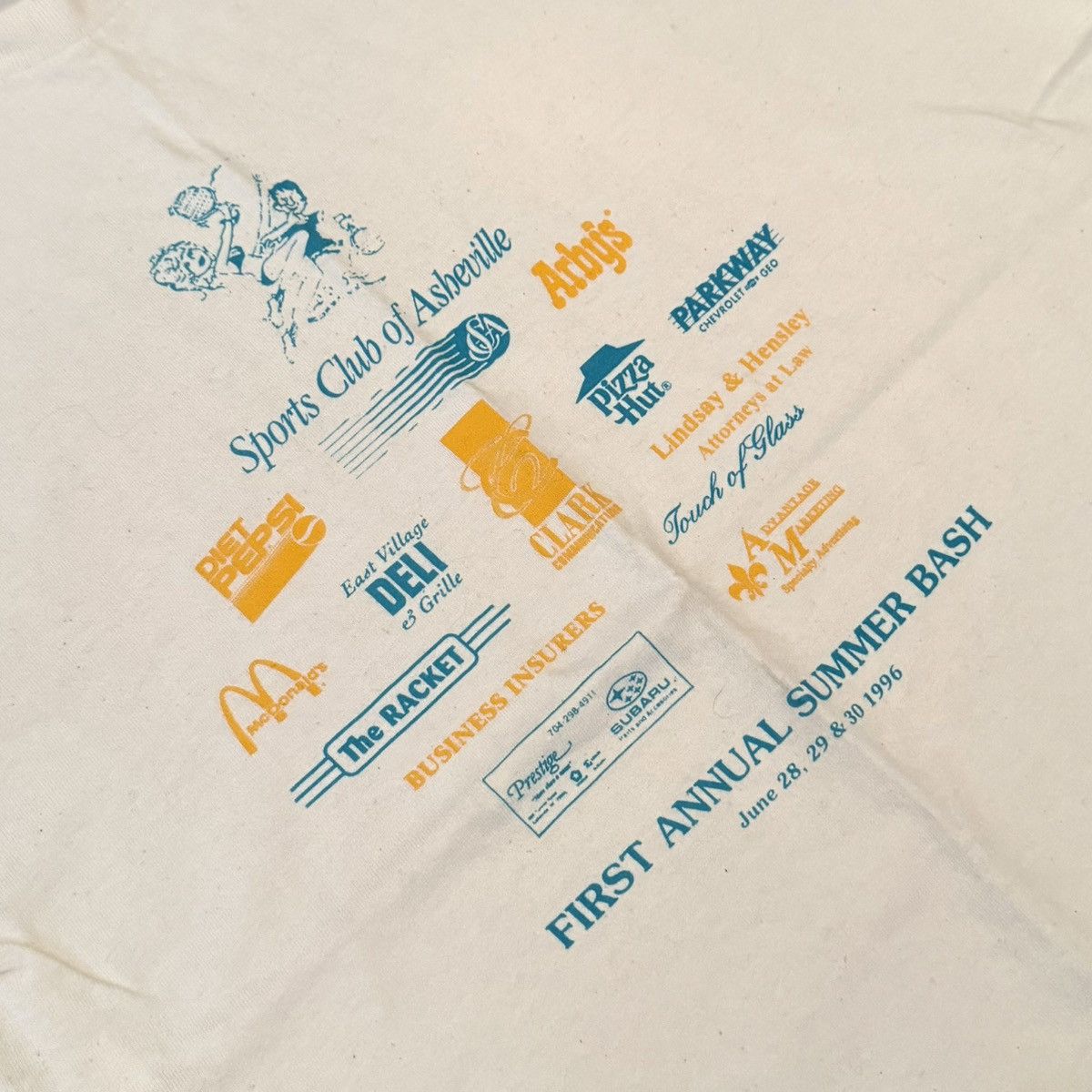 Vintage VTG 1996 First Annual Summer Bash Sports Club Asheville Tee Size US M / EU 48-50 / 2 - 2 Thumbnail