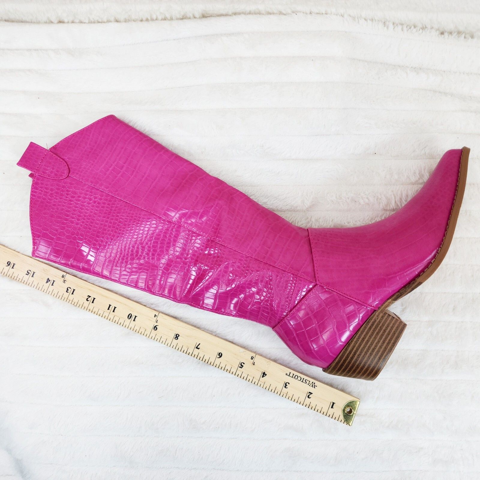Other Sassy Fuchsia Hot Pink Snake Texture Western Knee High 2" He Size US 10 / IT 40 - 9 Thumbnail