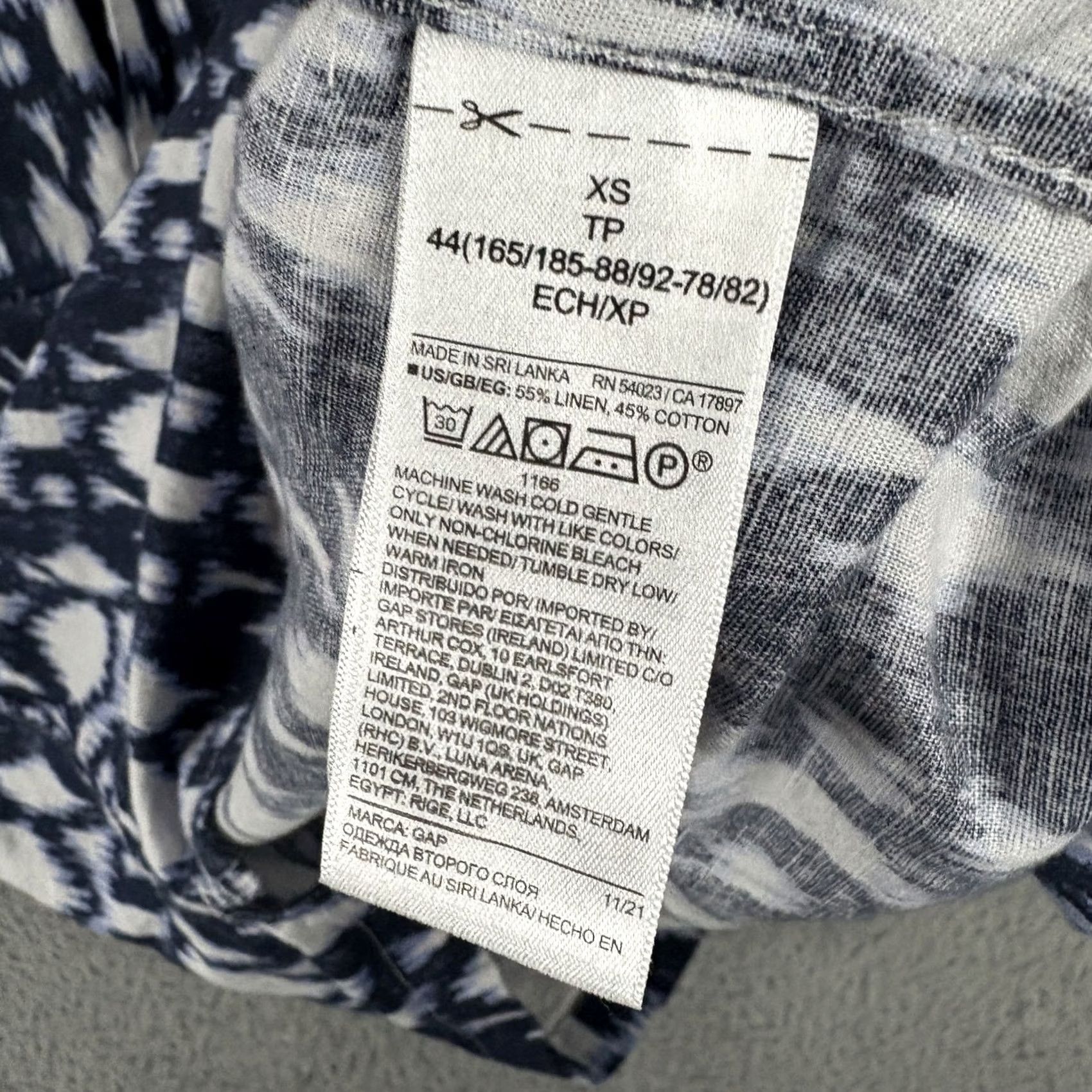 Gap GAP Shirt XS Blue White Ikat Print Linen Cotton Button Up Summer Mens Short Sleeve Size US XS / EU 42 / 0 - 4 Thumbnail