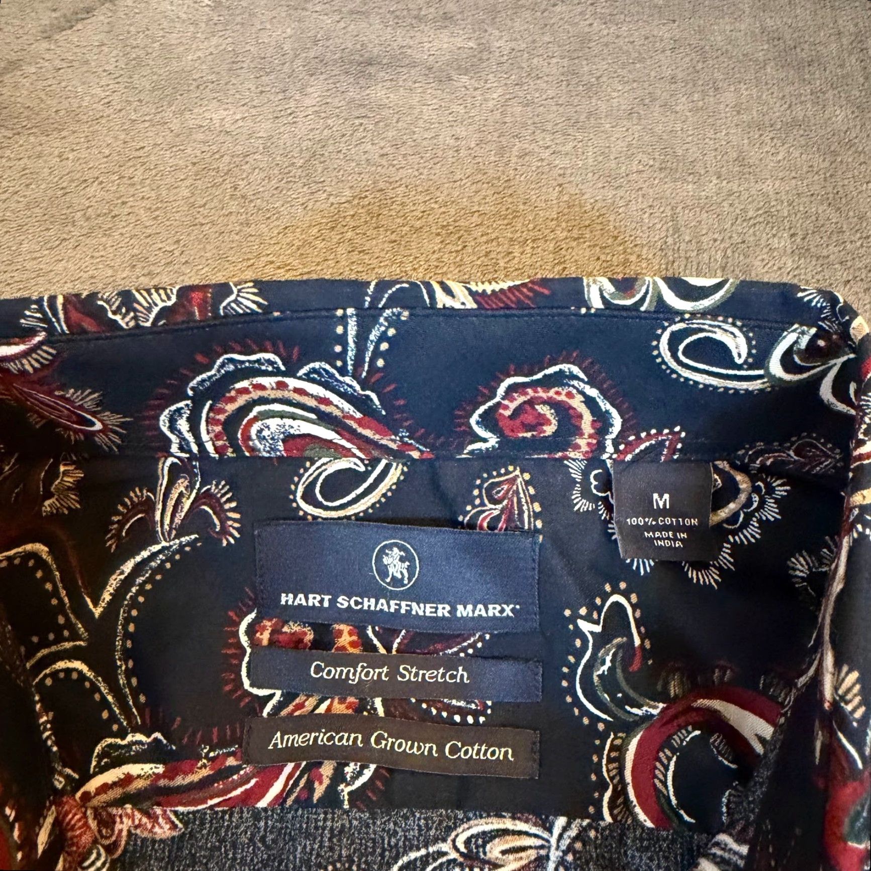 Hart Schaffner Marx Hart Schaffner Marx Paisley Button-Down Shirt Navy Red 1887 Club Mens M NEW Size US M / EU 48-50 / 2 - 3 Thumbnail