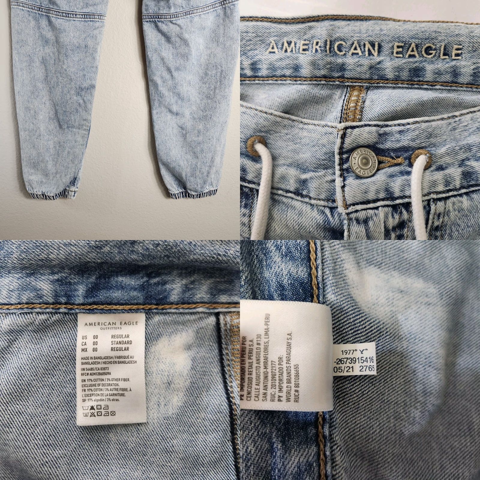 American Eagle Outfitters VINTAGE American Eagle Outfitters Cargo Joggers-Style Chambray Pants-Size 00 Women Blue Cotton Blend High Rise Tapered Pants Size ONE SIZE - 9 Thumbnail