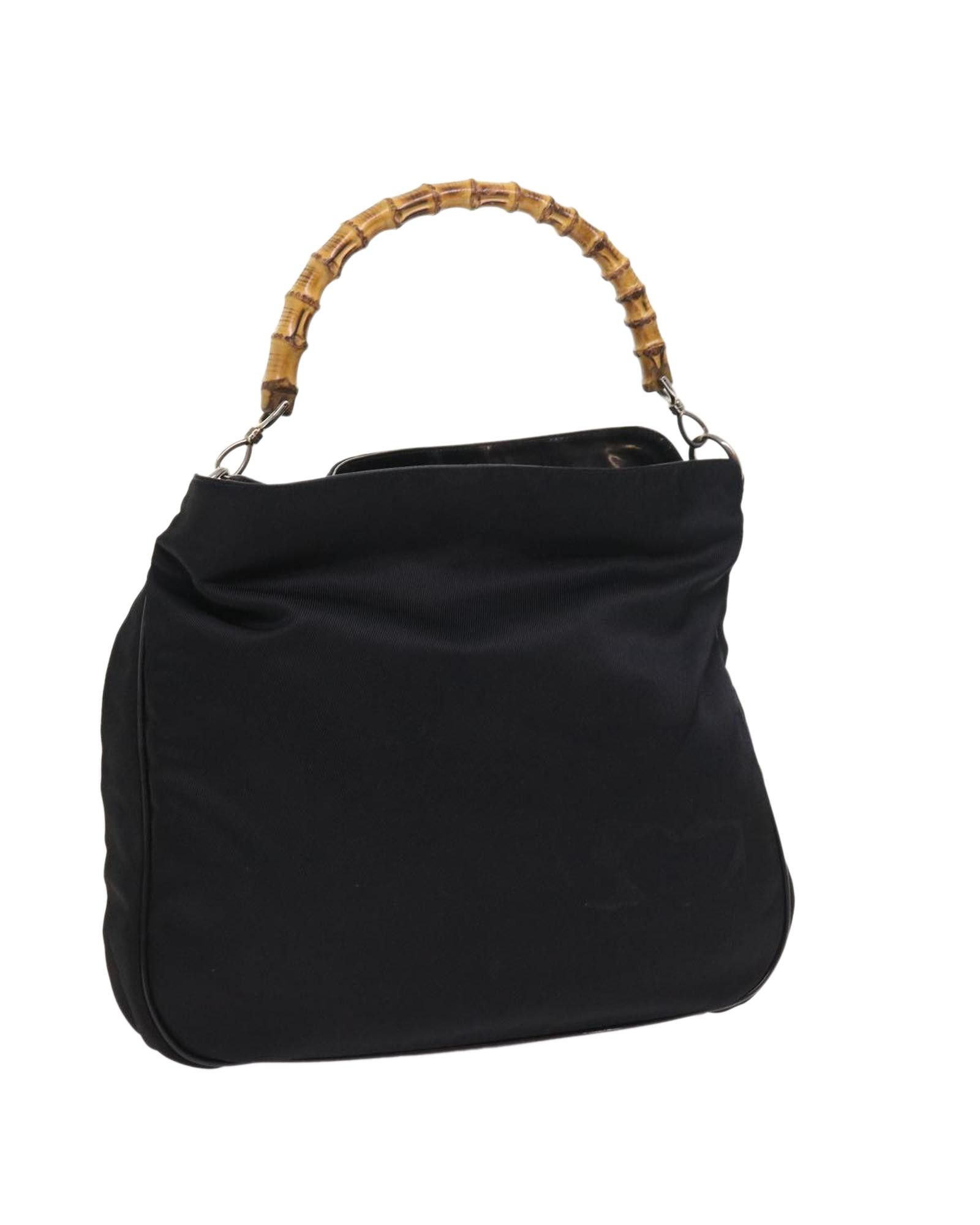 image of Gucci Black Synthetic Shoulder Bag With Bamboo Accent, Women's