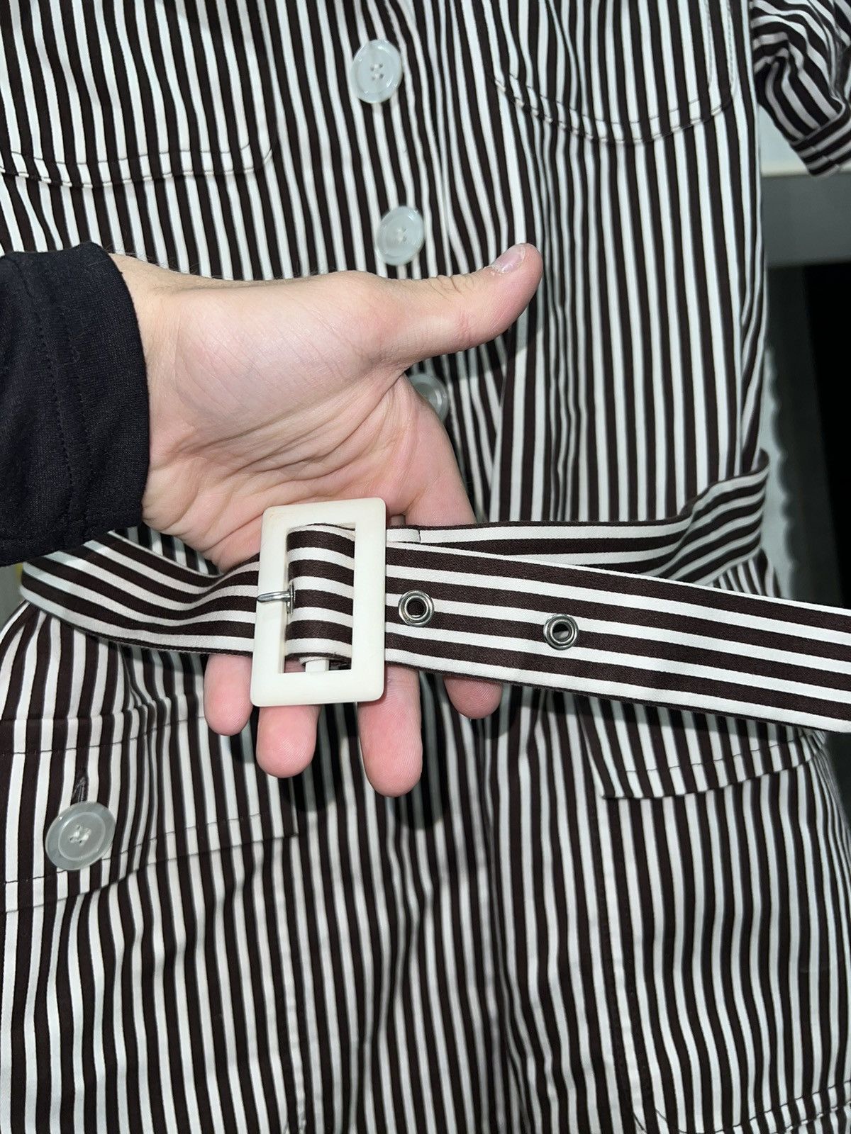 Saint Laurent Paris × Yves Saint Laurent YSL vintage variation striped day dress with belt Size S / US 4 / IT 40 - 4 Thumbnail