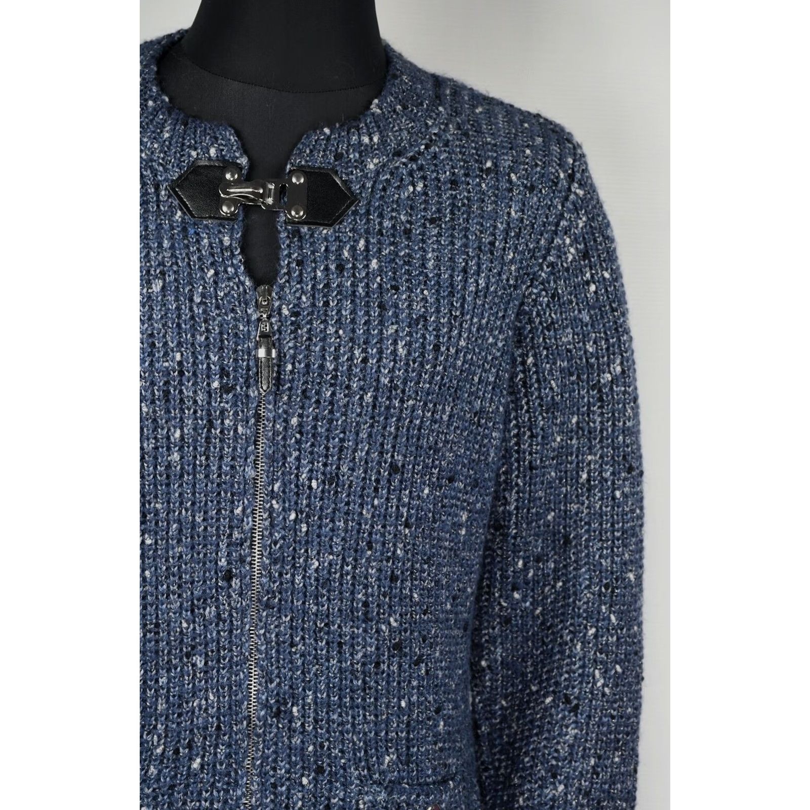 Vintage Luisa Spagnoli Cardigan Sweater Wool Blend M Blue Women Clothing Vintage No Size M / US 6-8 / IT 42-44 - 4 Thumbnail