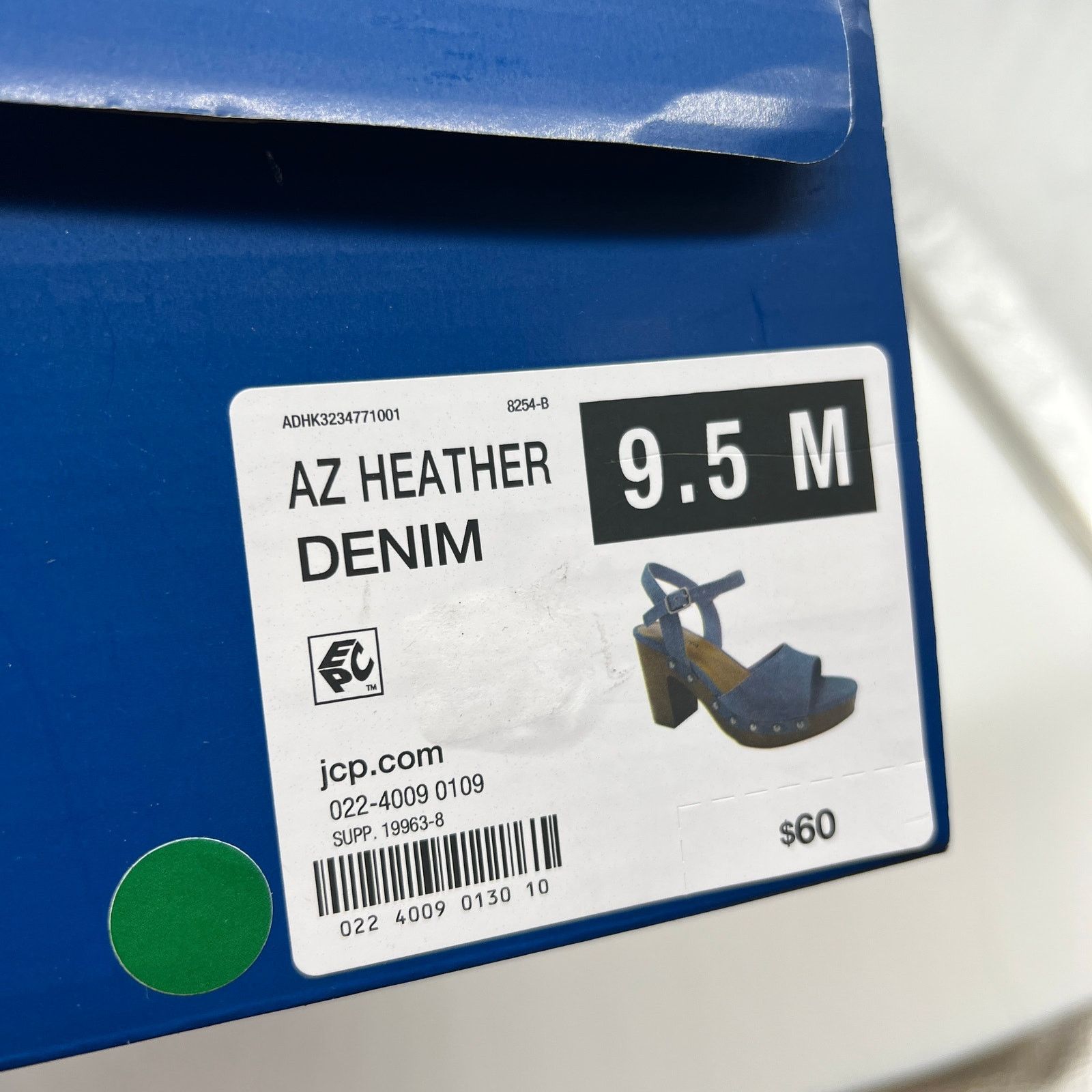 Other Arizona Jean Co Womens Heather Heeled Sandals Blue Deni Size US 9.5 / IT 39.5 - 10 Thumbnail