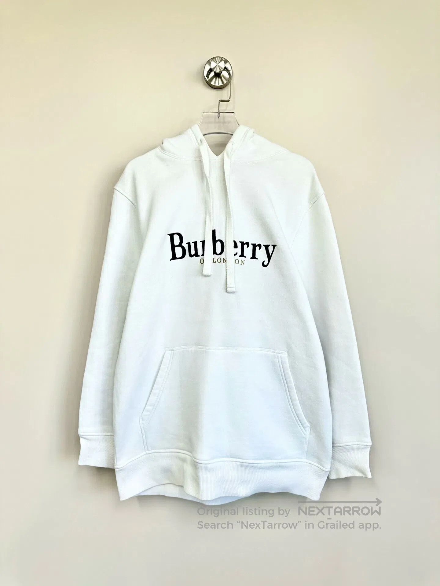 Burberry Burberry White Embroidered Letter Logo Hooded Sweatshirt| Size US M / EU 48-50 / 2 - 1 Thumbnail