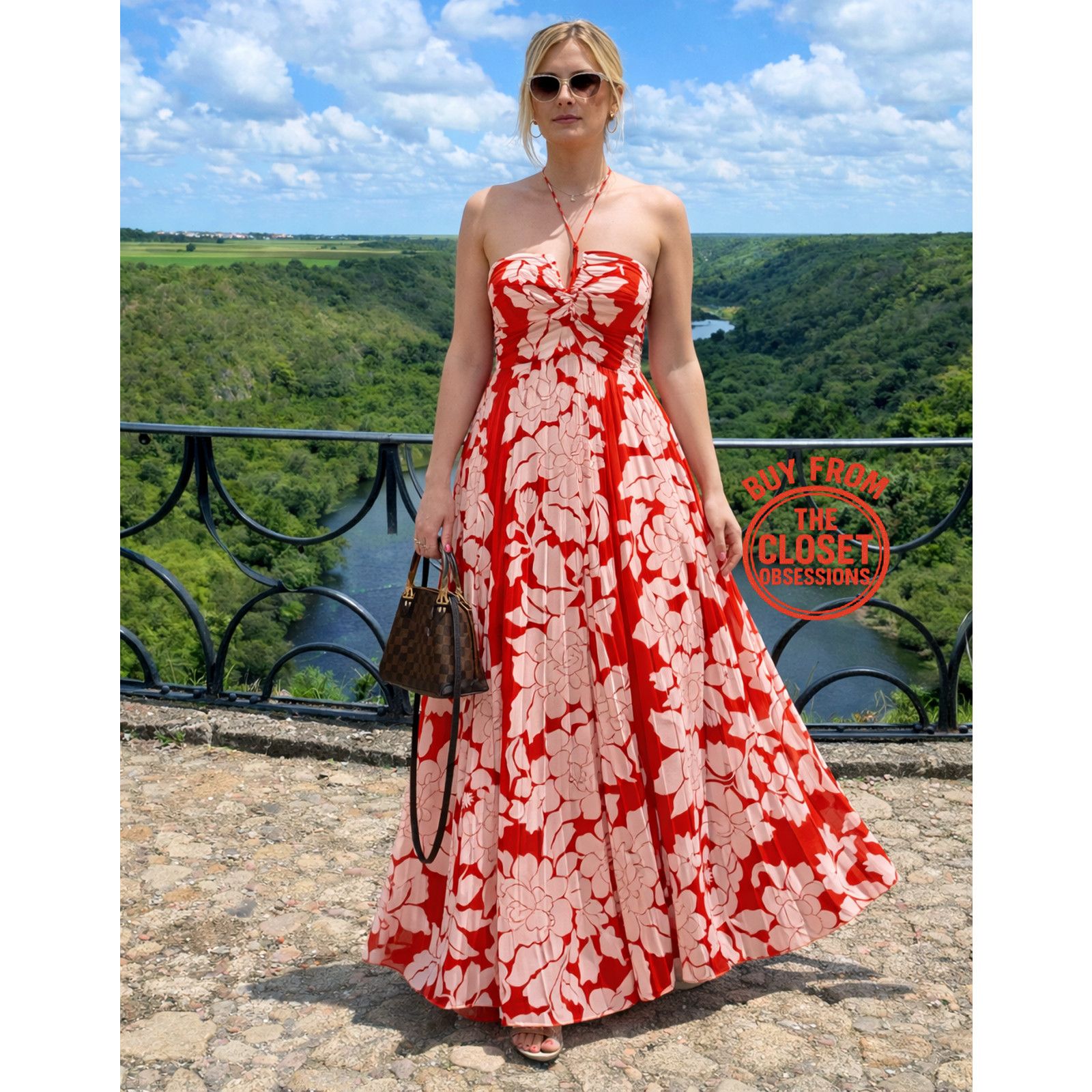 Mango MANGO Floral Halter Maxi Dress Destination Wedding Resort Size M / US 6-8 / IT 42-44 - 7 Thumbnail