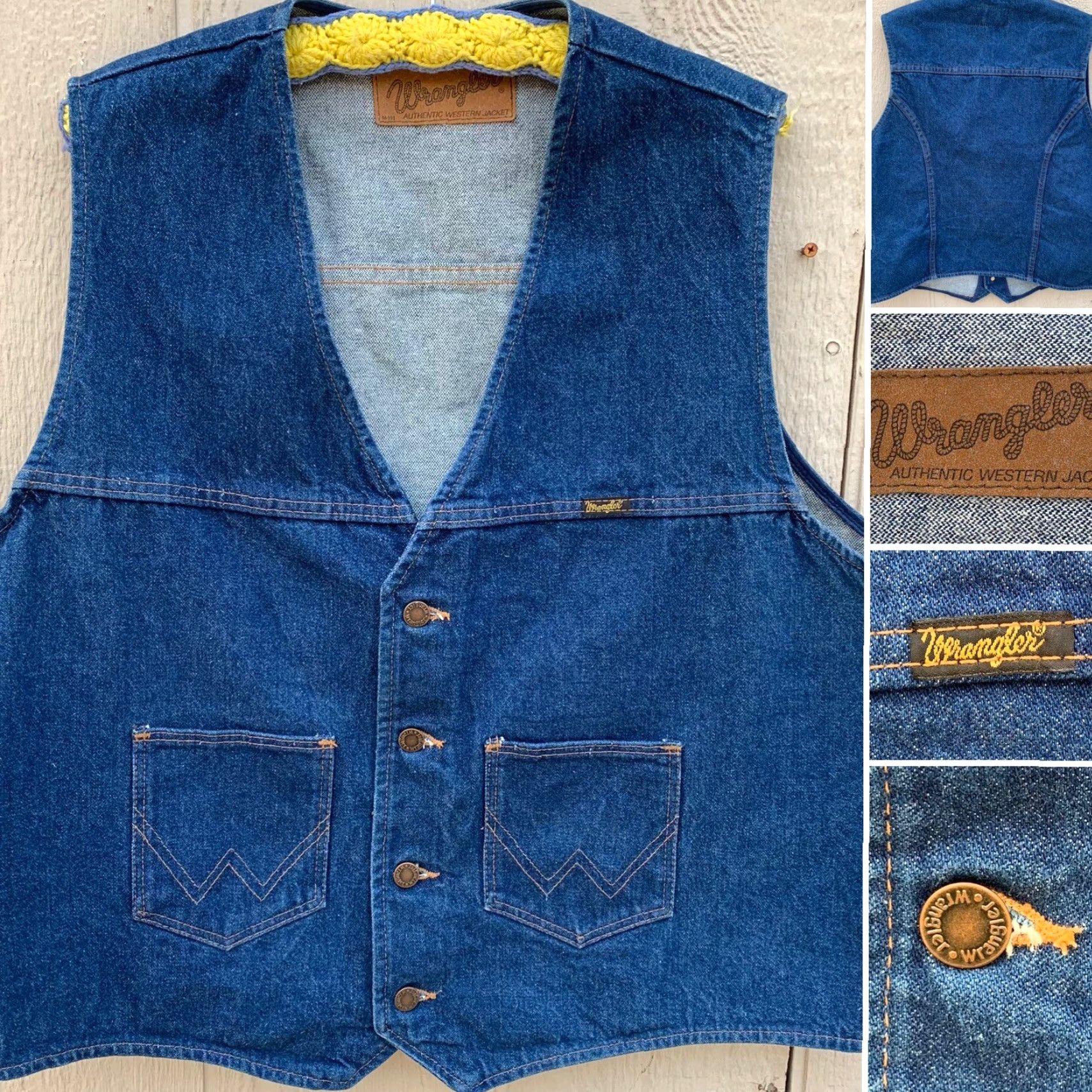 Wrangler VINTAGE Wrangler M-159 Western Jacket Vest 2XL Denim Blue Mens Western Wrangler Authentic Western Jacket 1990s Size US 39 - 2 Thumbnail
