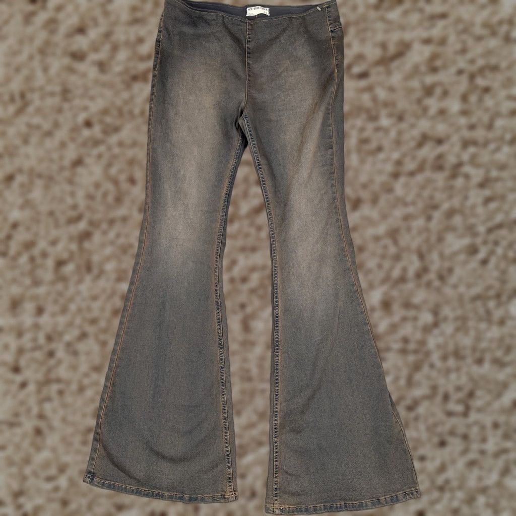 Vintage We The Free Flare Jeans Womens 31 Gray Charcoal Wash Mid Rise Pull On 31x34 Size 24" / US 00 / IT 34 - 1 Thumbnail