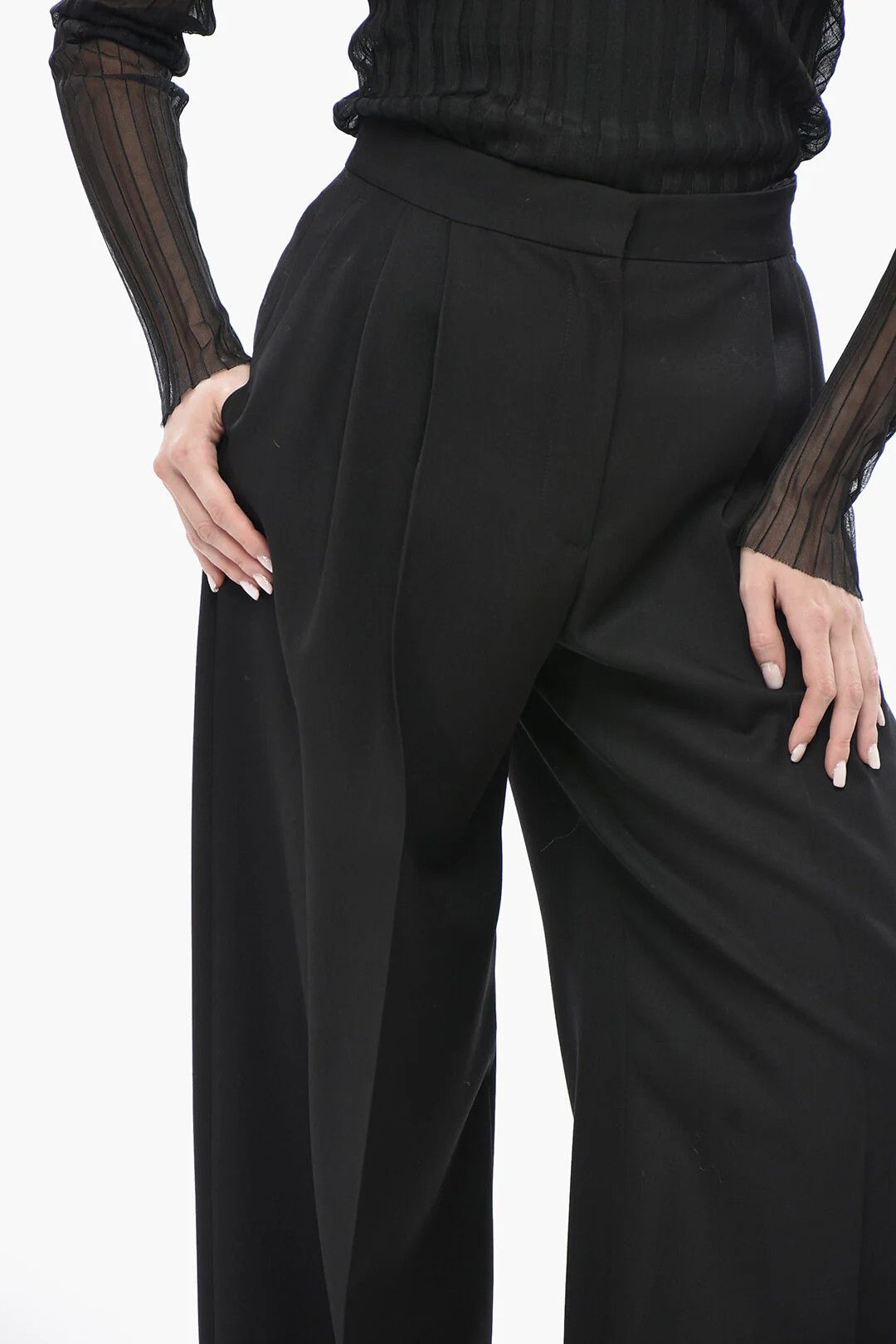 Alexander McQueen og1mm0426 Wool Palazzo Pant in Black Size 28" / US 6 / IT 42 - 3 Thumbnail