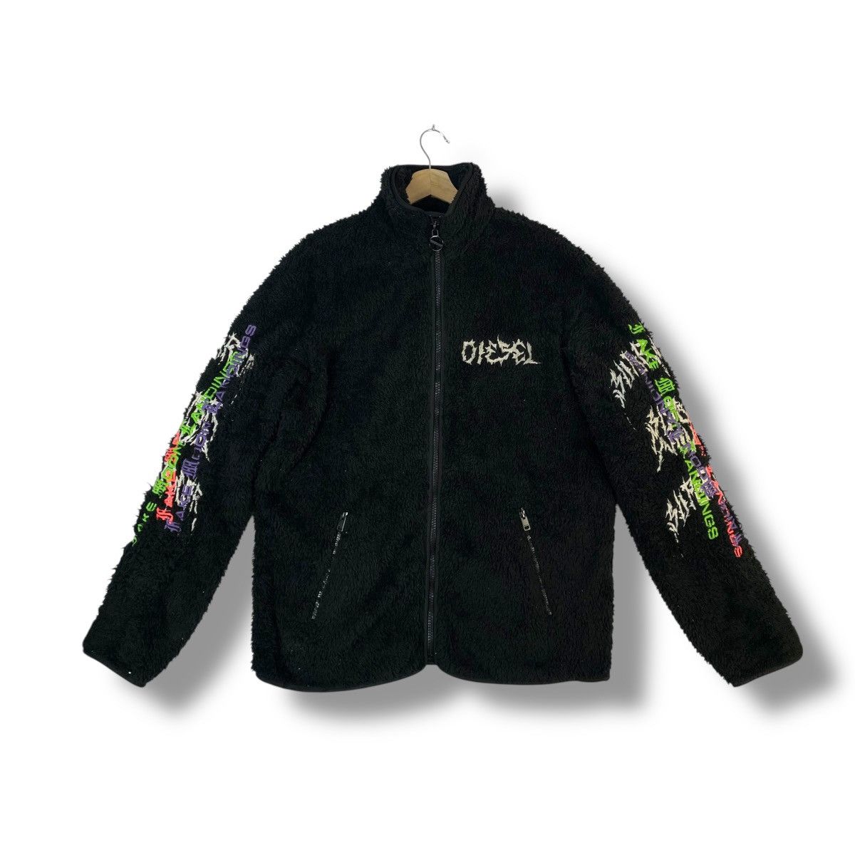 Diesel DIESEL EMBROIDERED WORDING FULL ZIP FLEECE JACKET Size US XL / EU 56 / 4 - 3 Thumbnail