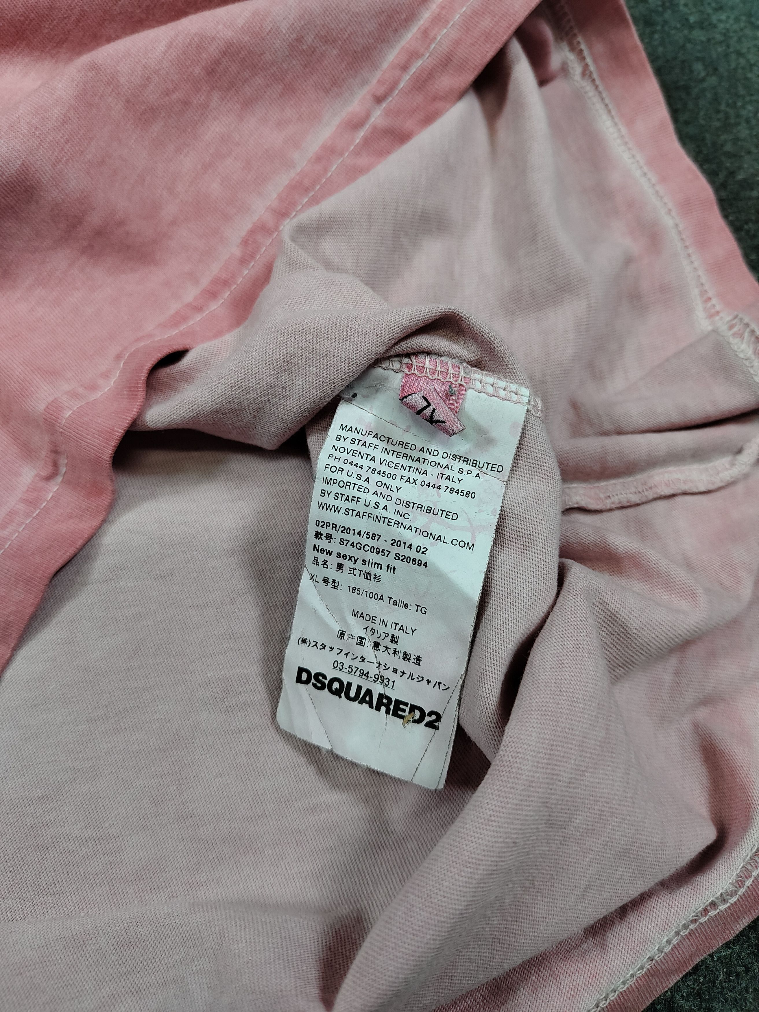 Dsquared2 Dsquared2- Pink Garment Dyed Slim Fit Pocket Tee Size US L / EU 52-54 / 3 - 4 Thumbnail
