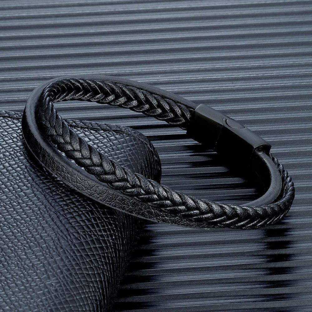 Other Double Layer Leather Bracelet Accessories Cuff Gift For Him Size ONE SIZE - 3 Thumbnail