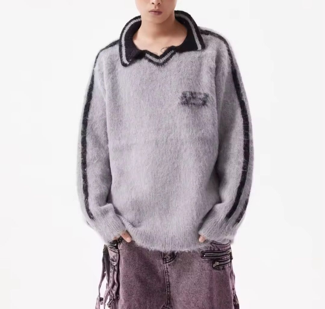 Japanese Brand Blur Plush Collar Nect Sweatshirt Stripe Size US M / EU 48-50 / 2 - 1 Thumbnail