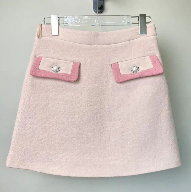 Miu Miu Pink Wool Women's Skirt 0089