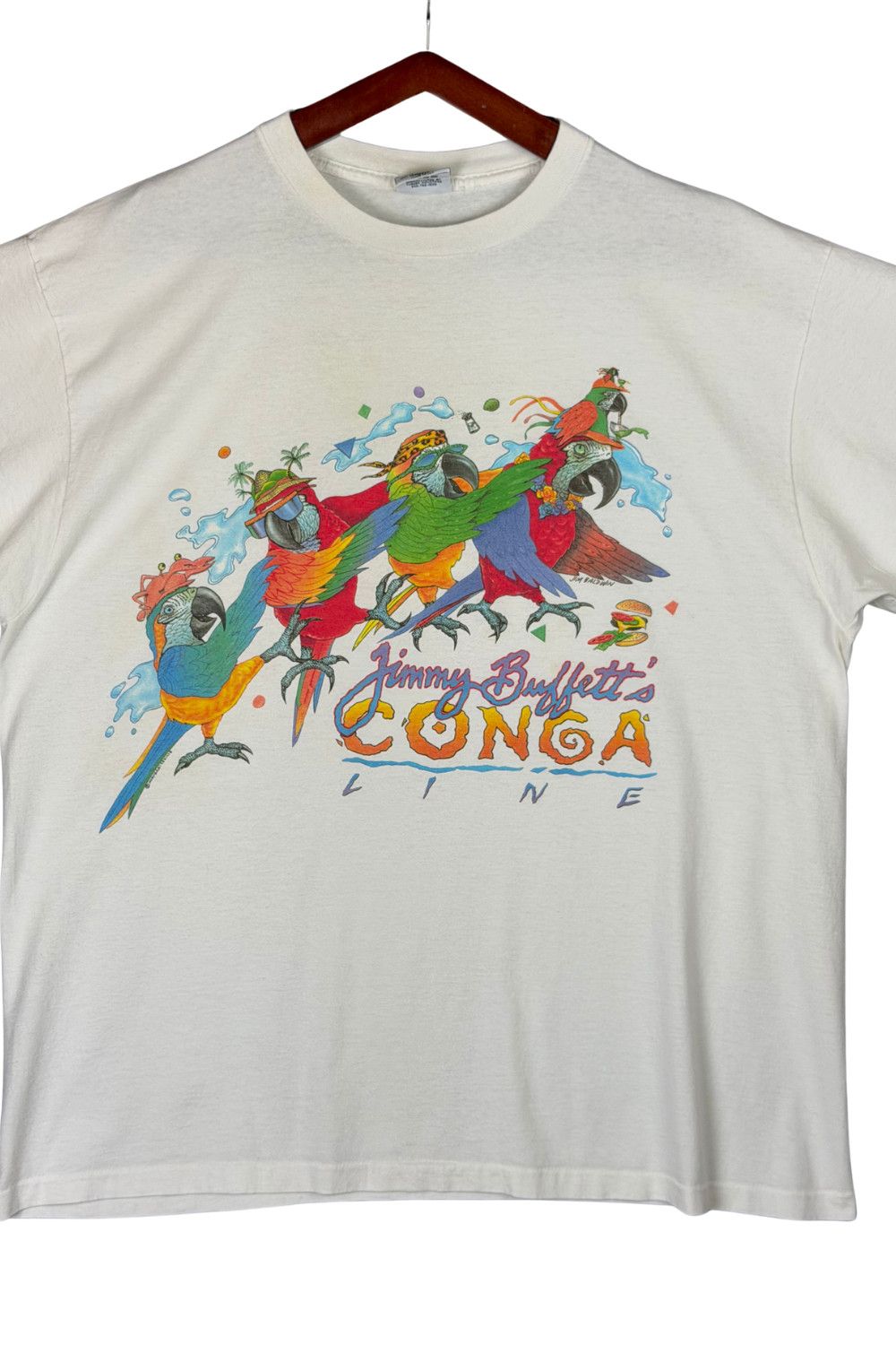 Vintage 1990s Jimmy Buffett Margaritaville Key West Conga Line Tee Size US XXL / EU 58 / 5 - 6 Thumbnail