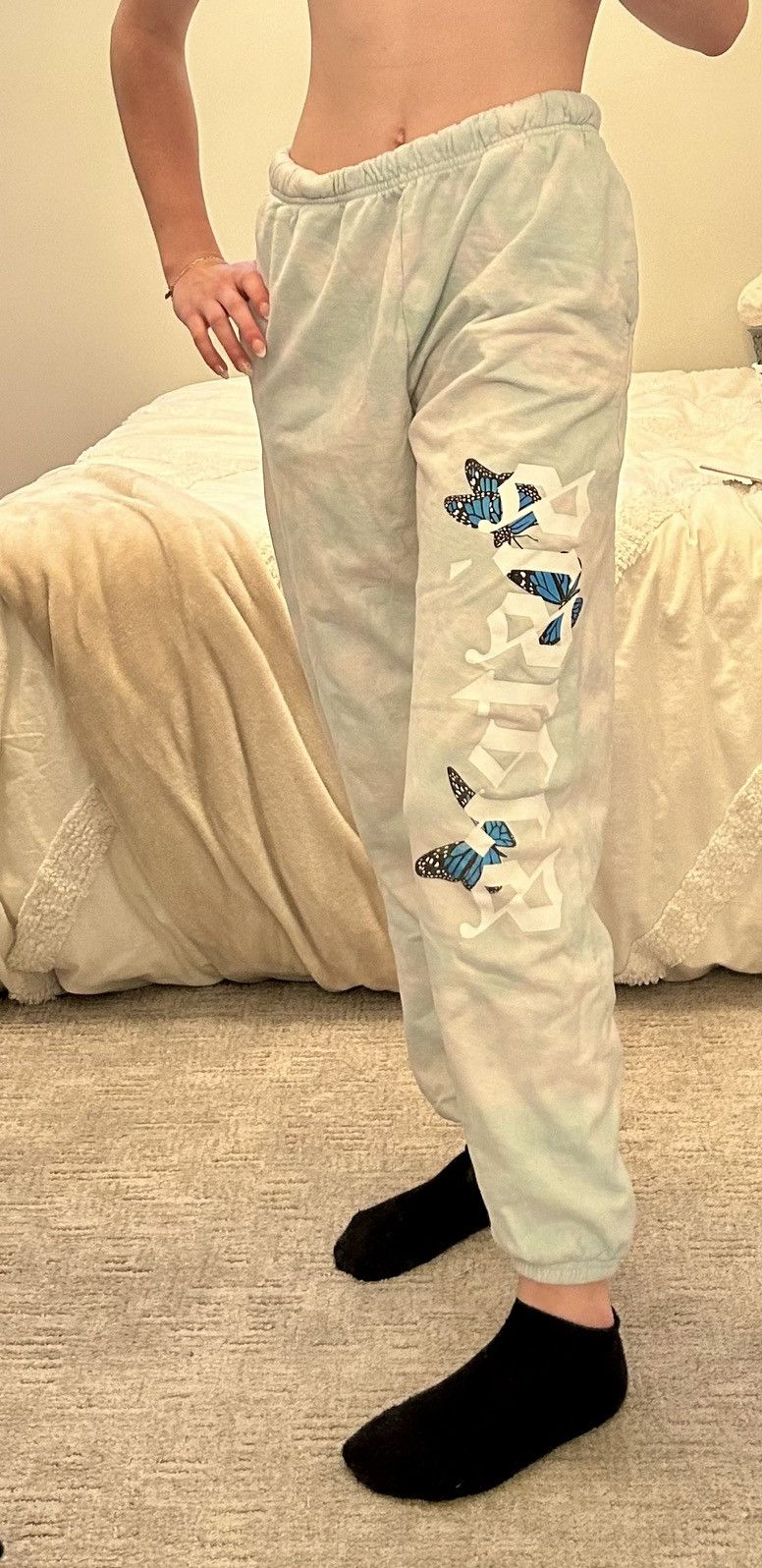 Other Sisters James Charles merch light blue butterfly sweatpants Size 27" / US 4 / IT 40 - 1 Thumbnail