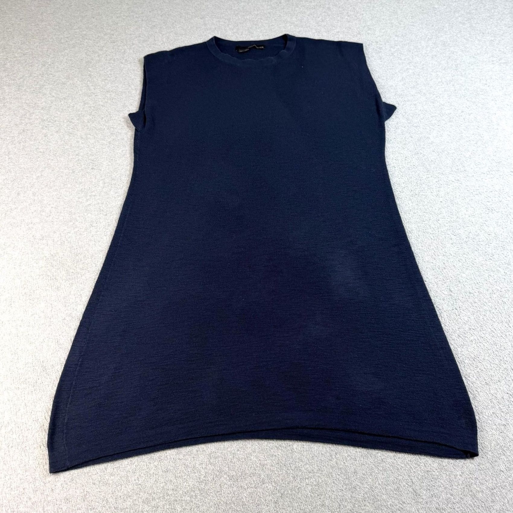 Vintage 360SWEATER Dress Women M Blue Knit Cap Sleeve Tunic Crew Neck Sleeveless Lightweight Casual Knit Blouse 100% Cotton Short Dress Size M / US 6-8 / IT 42-44 - 2 Thumbnail