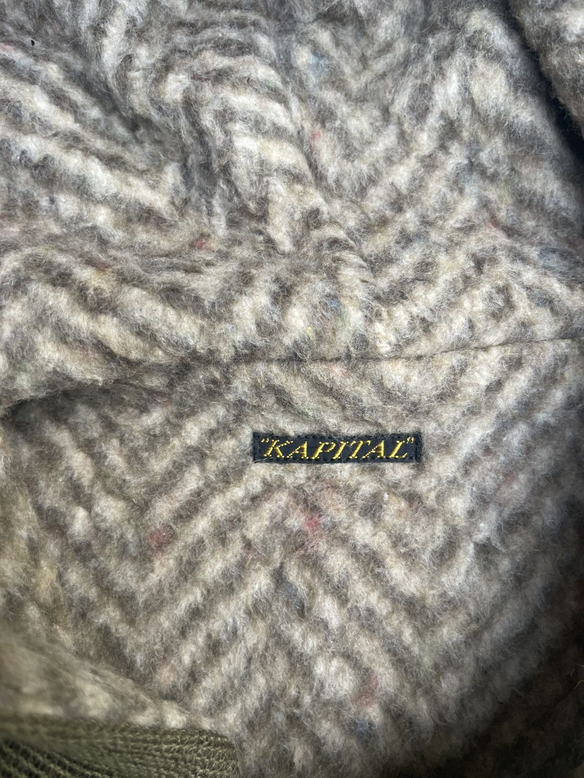 Kapital Kapital Patchwork Hood Jacket Herringbone Lining Fur Pockets Size US L / EU 52-54 / 3 - 4 Thumbnail