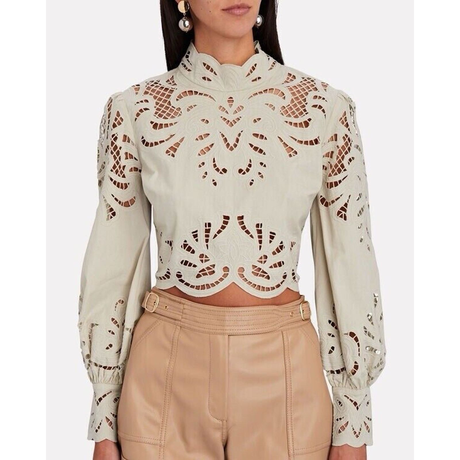 INTERMIX INTERMIX Jasmine Organic Cotton Detailed Lace Cuff Blouse 6 Size M / US 6-8 / IT 42-44 - 1 Thumbnail
