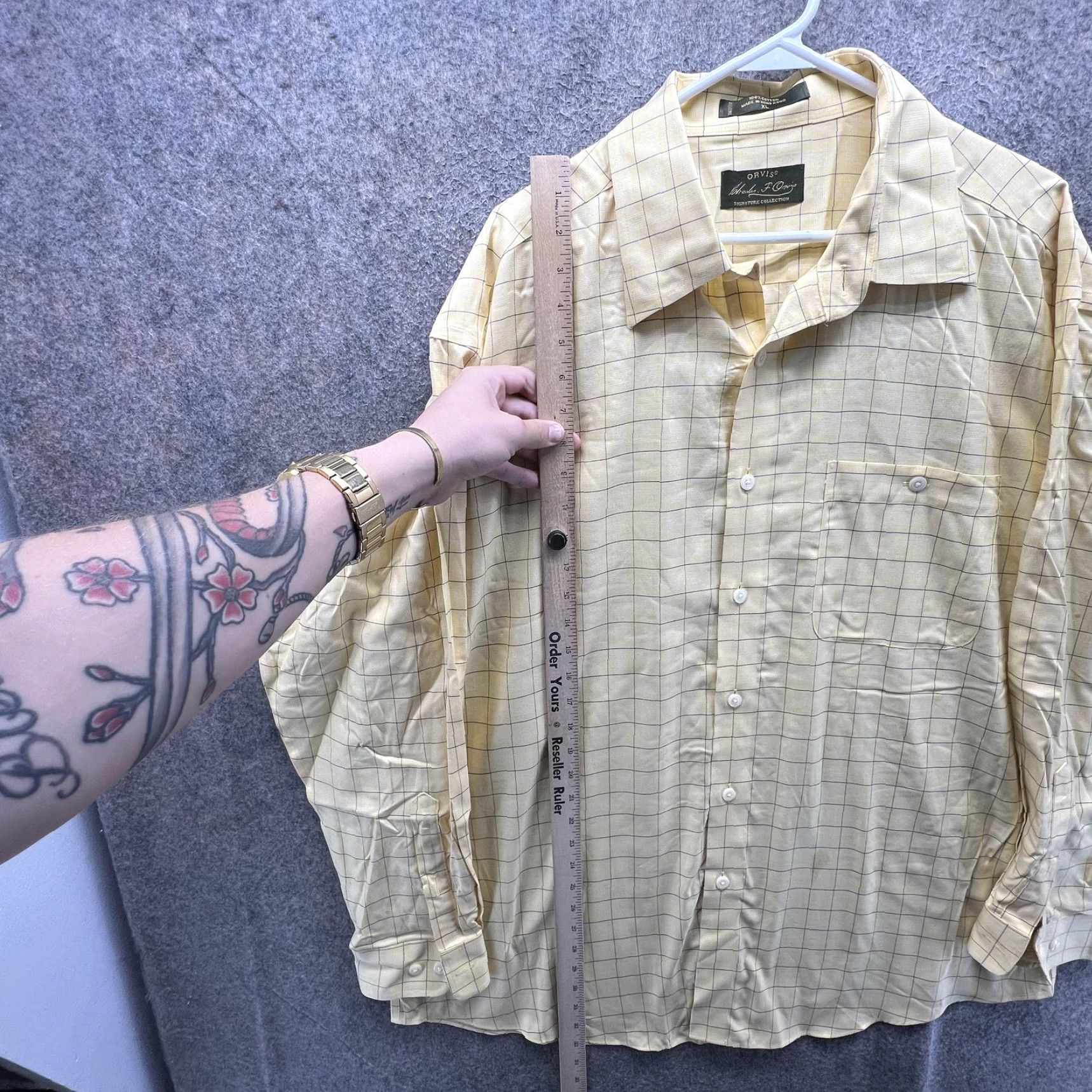 Orvis Orvis Shirt Mens XL Yellow Check Long Sleeve Button Front Cotton Outdoor Casual Size US XL / EU 56 / 4 - 6 Thumbnail