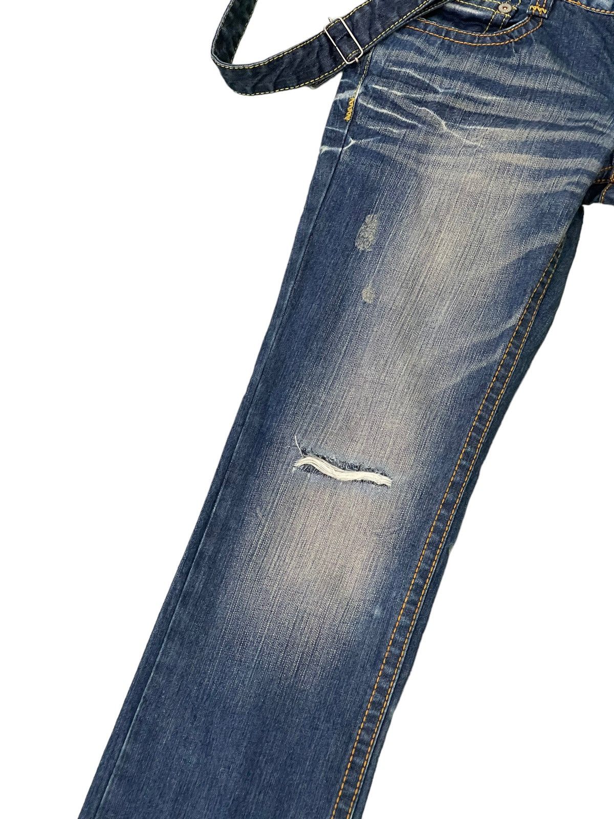 Japanese Brand Suspender Jeans Genoese Distres Low Rise Slim 7🟦5 Size US 28 / EU 44 - 6 Thumbnail
