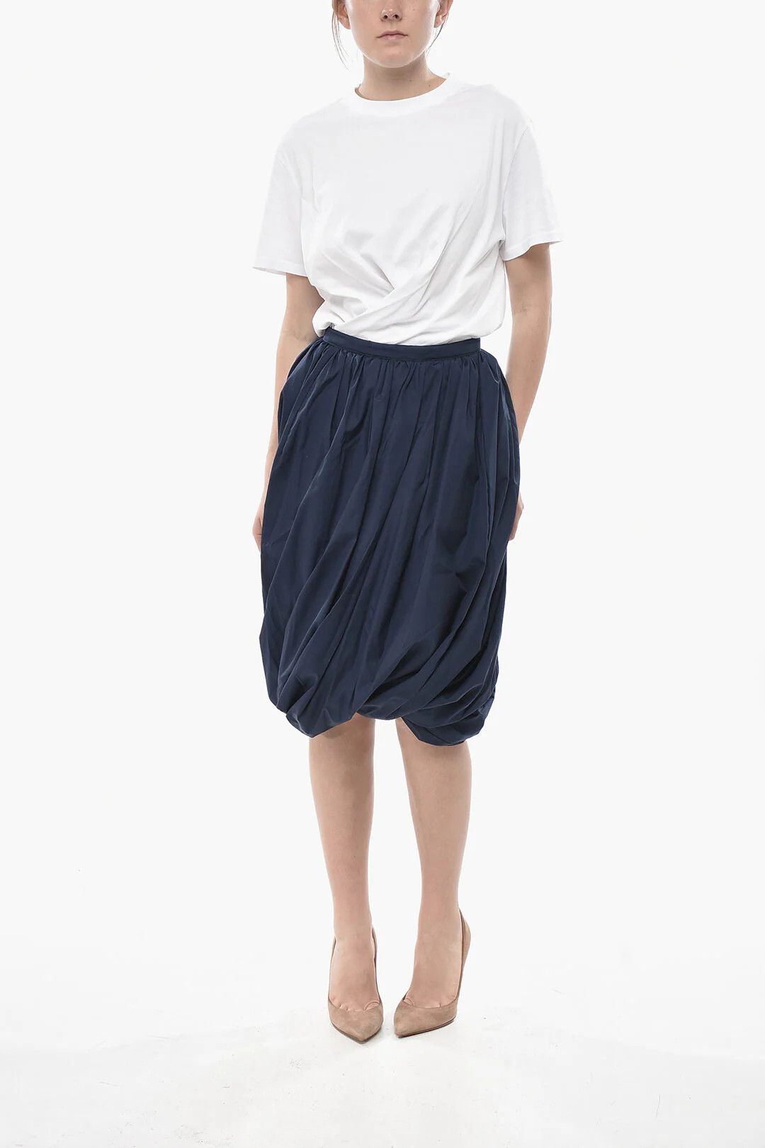 Marni og1mm0326 Cotton Midi Skirt in Blue Size 28" / US 6 / IT 42 - 4 Thumbnail