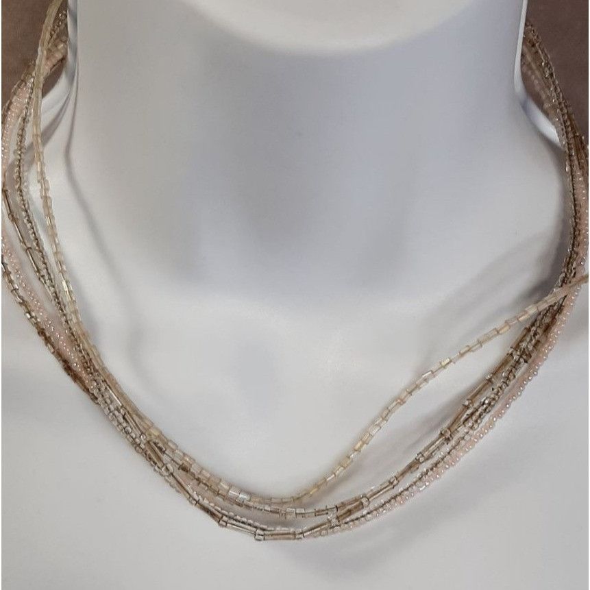 Other Casual Neutral Tone Glass Beaded Layered Necklace Size ONE SIZE - 1 Thumbnail
