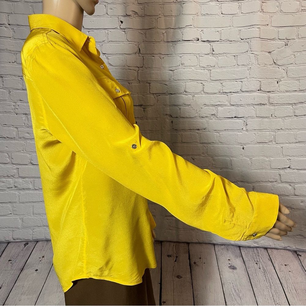 Banana Republic Banana Republic 100% Silk Yellow Long Sleeve Blouse Size 6 Size M / US 6-8 / IT 42-44 - 3 Thumbnail