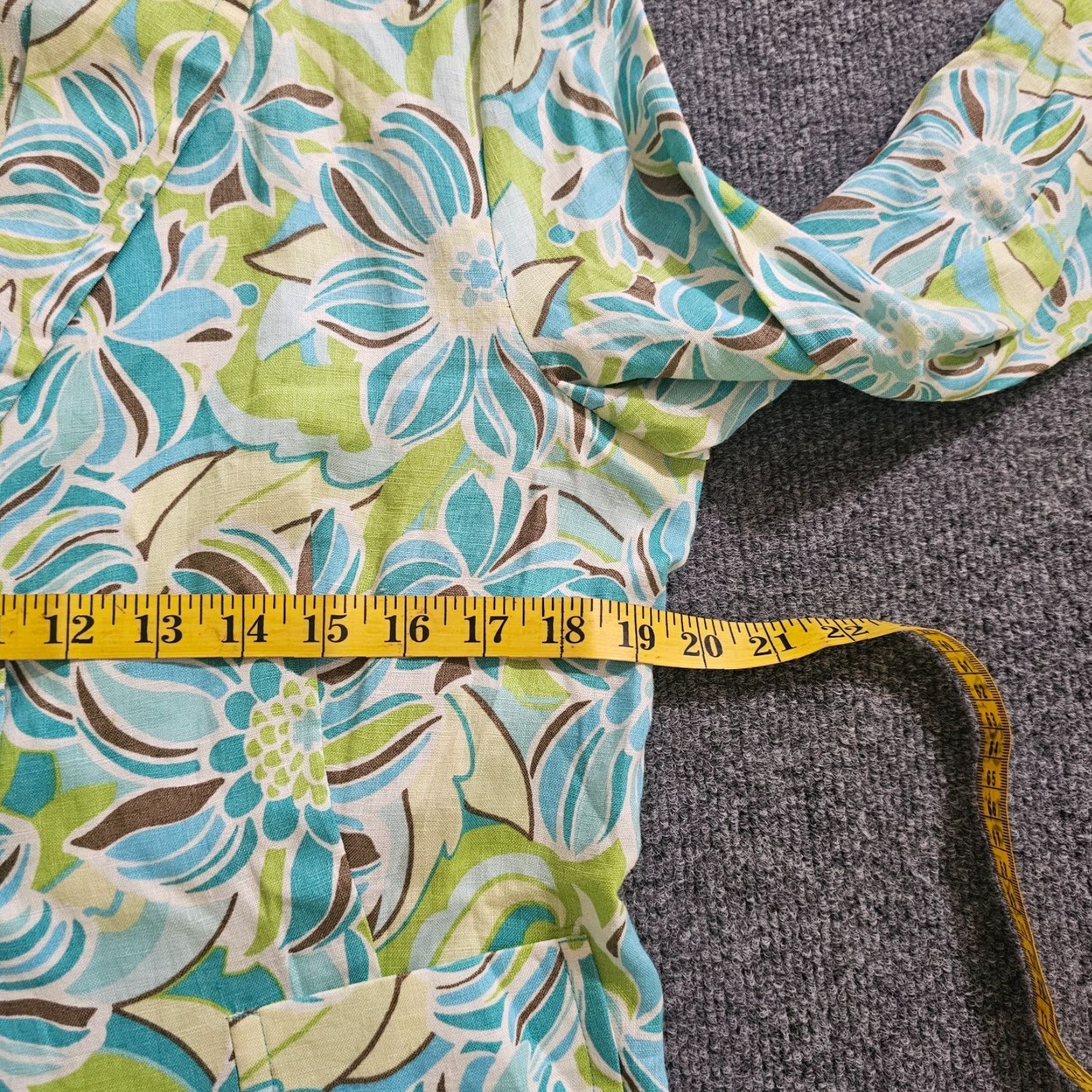 Vintage Lily Stanhope Jacket Womens 10 Green Linen Long Sleeve Floral Casual Blazer Size L / US 10 / IT 46 - 5 Thumbnail