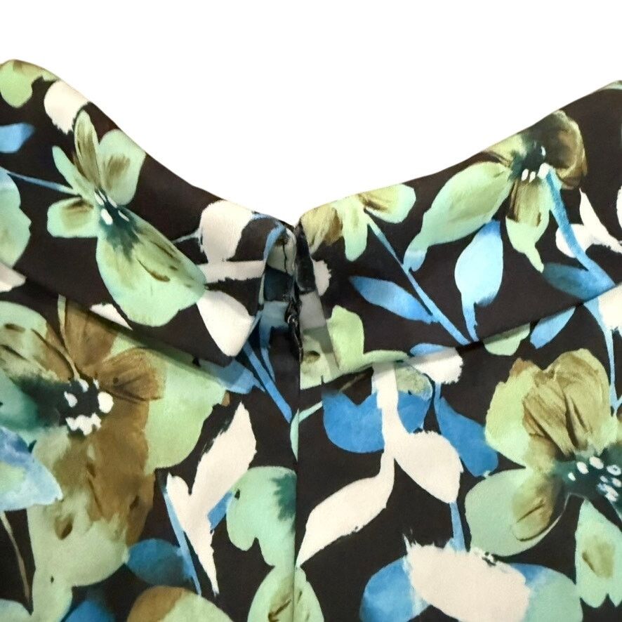 Badgley Mischka Badgley Mischka Blue Floral Collared Sheath, Size US 10 Size L / US 10 / IT 46 - 9 Thumbnail