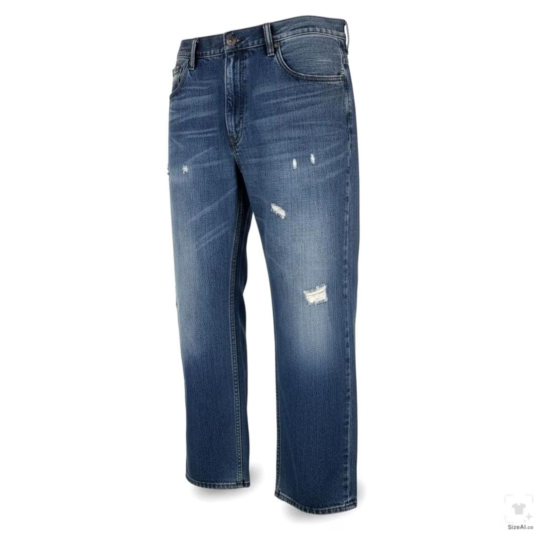 Levi's Levi's 569 Jeans Mens 38x32 Blue Medium Wash Distressed Relaxed Denim Zip Fly Jeans Distressed Pockets Logo 5-Pocket USA 569 Mens Jeans Size US 38 / EU 54 - 2 Thumbnail