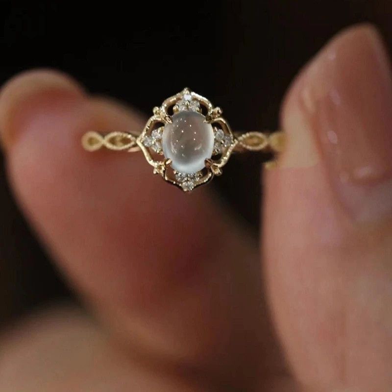 Jewelry Natural Moonstone Cats Eyes Ring Size ONE SIZE - 4 Thumbnail