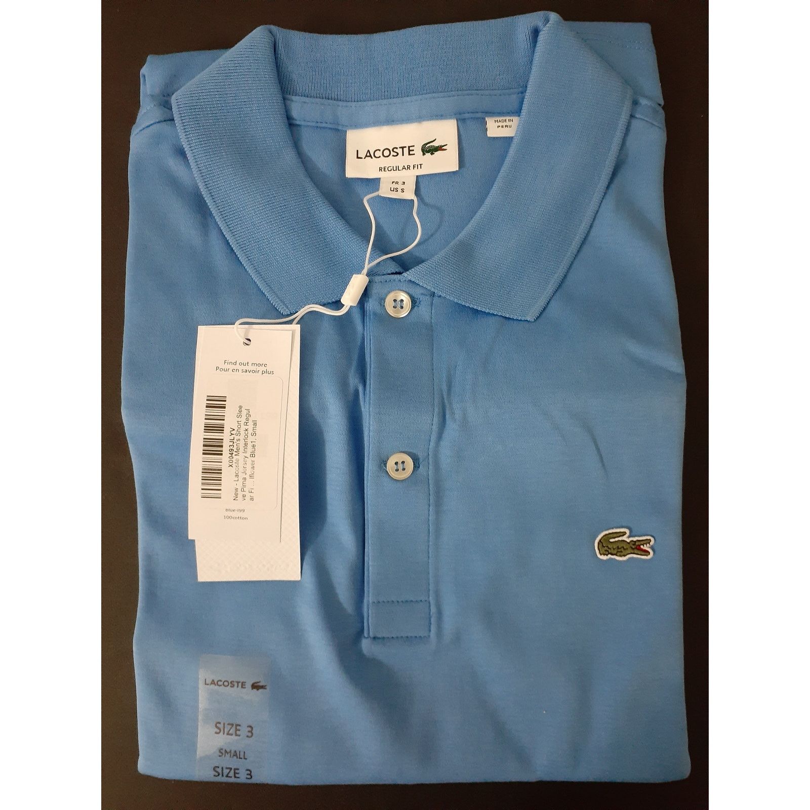 Lacoste Lacoste Mens Pima Jersey Interlock Regular Fit Polo Blue S Size US S / EU 44-46 / 1 - 2 Thumbnail