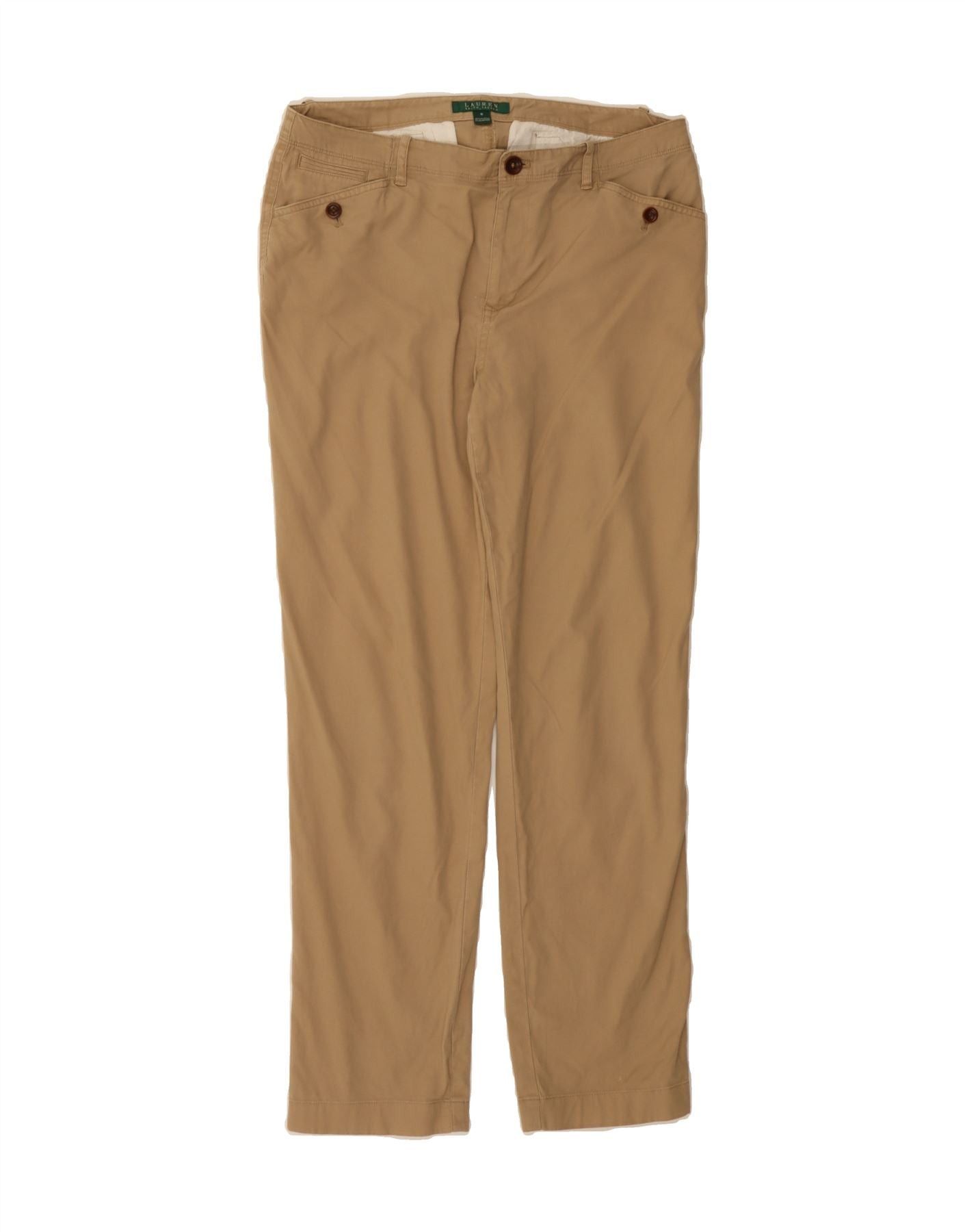 Ralph Lauren Womens Slim Casual Trousers US 8 Medium W32 L29 Beige Cotton Size 27" / US 4 / IT 40 - 1 Thumbnail