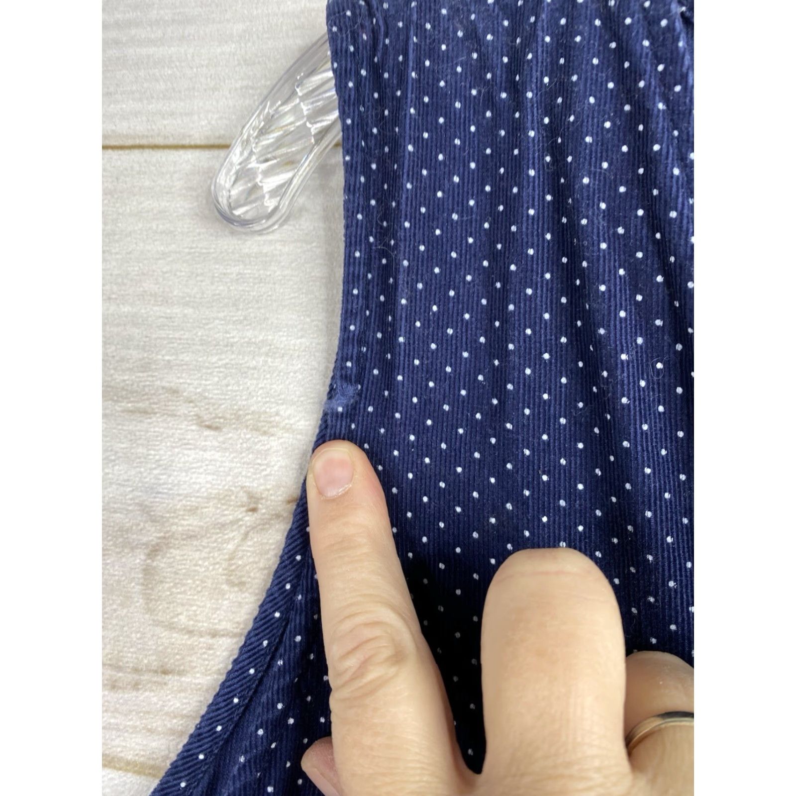 Vintage Vtg FADS Dress Womens 24W Blue Polka Dot Corduroy Sleeveless Pockets Cottagecore Size 4XL / US 24-26 - 4 Thumbnail