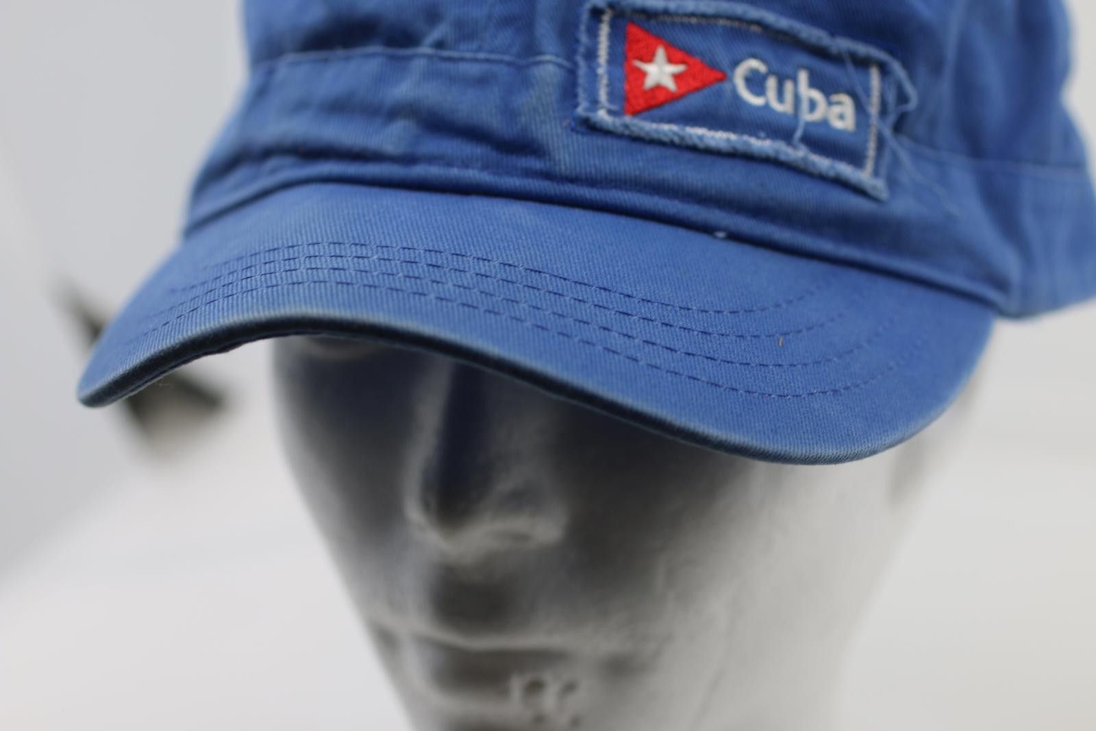 Point Zero Vintage Cuba Blue Military Style Cap Distressed Adjustable Size ONE SIZE - 3 Thumbnail