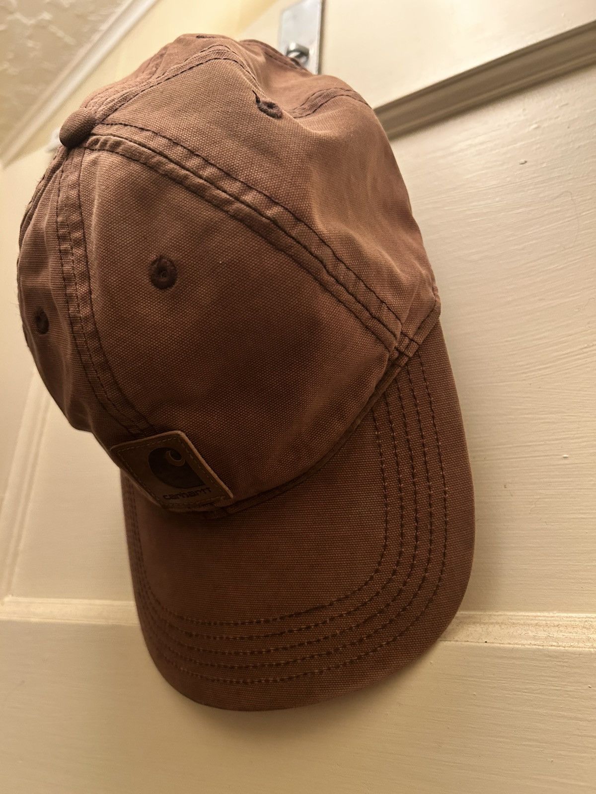 Carhartt Carhartt Brown Cap Hat Strapback Faux Leather Logo Size ONE SIZE - 3 Thumbnail