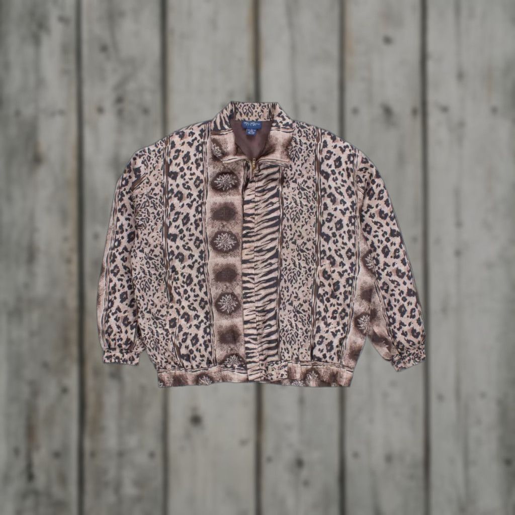 Vintage VINTAGE Mixed Leopard Silk Bomber Jacket Large Silk Jacket Ladies? Size US L / EU 52-54 / 3 - 1 Thumbnail