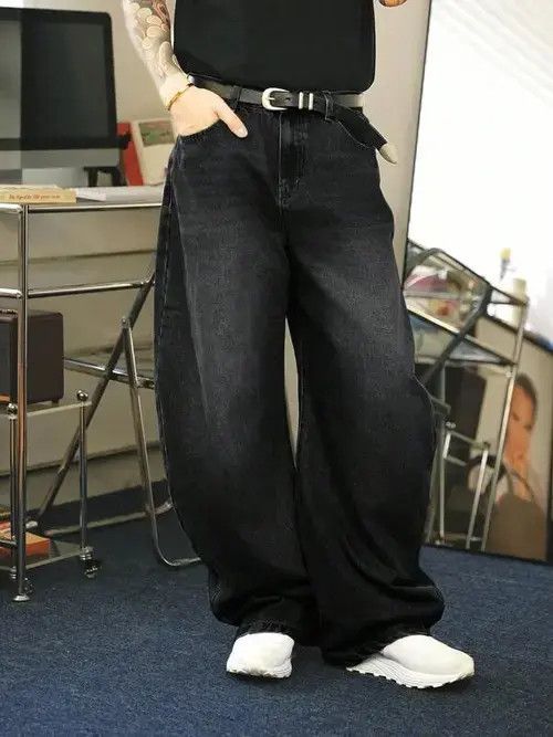 Jean Washed Denim Jeans Loose fit Baggy Size US 34 / EU 50 - 5 Thumbnail