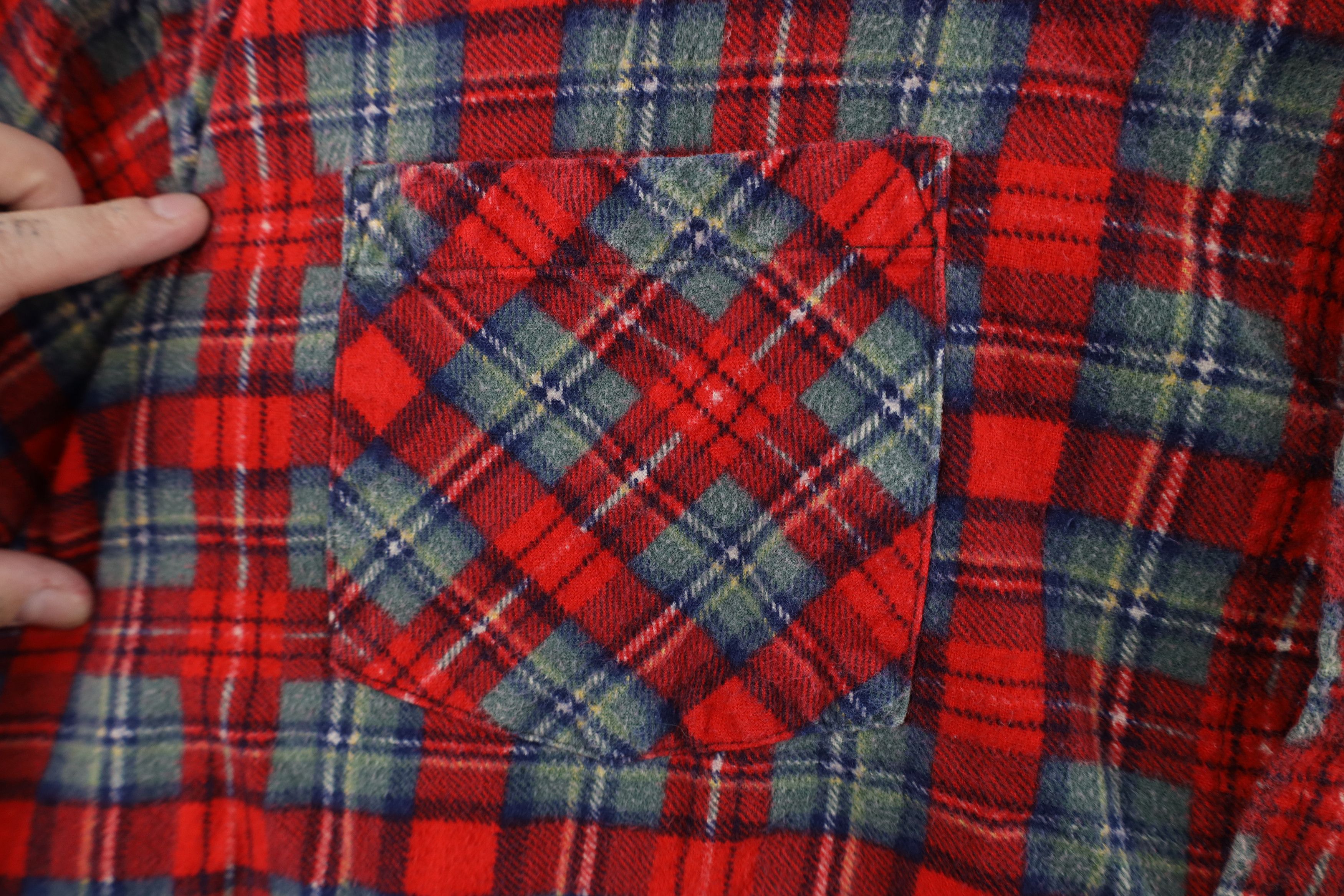 Dickies Vintage 70s Dickies Pocket Flannel Button Shirt Red Plaid Size US XXL / EU 58 / 5 - 4 Thumbnail