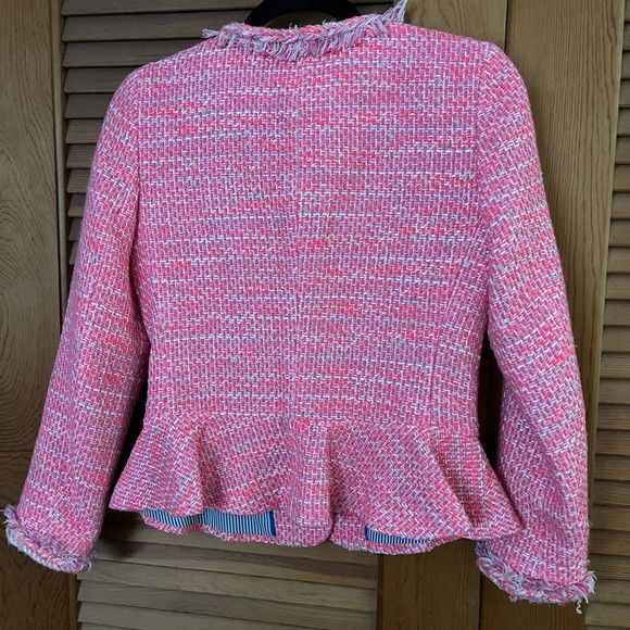 J.Crew J.Crew Peplum Tweed textured Blazer Jacket in pink Size 00 Size XXS / US 00 / IT 34 - 2 Thumbnail